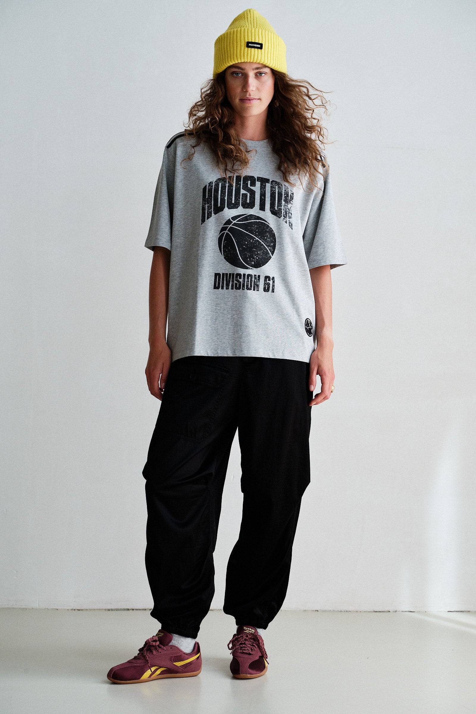 T-SHIRT (W26C408) GREY MELANGE - BLACK