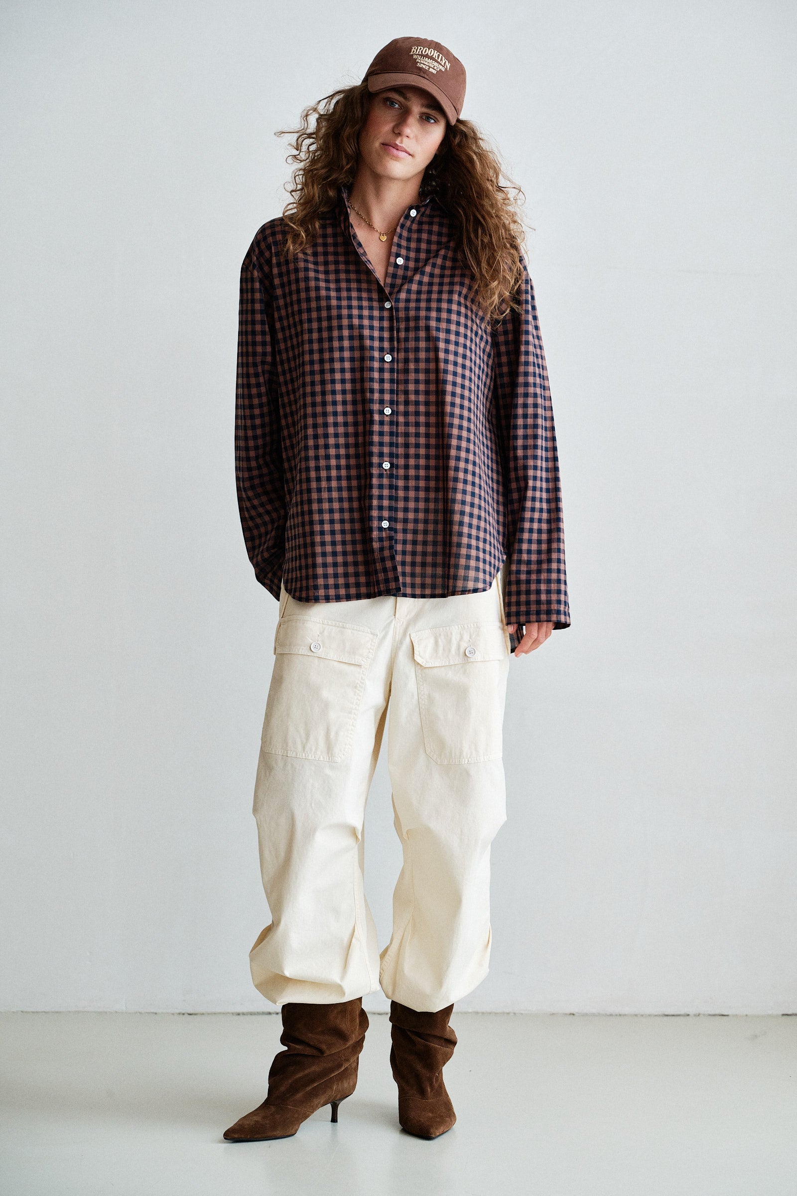 BLOUSE (W26C410) BROWN CHECK