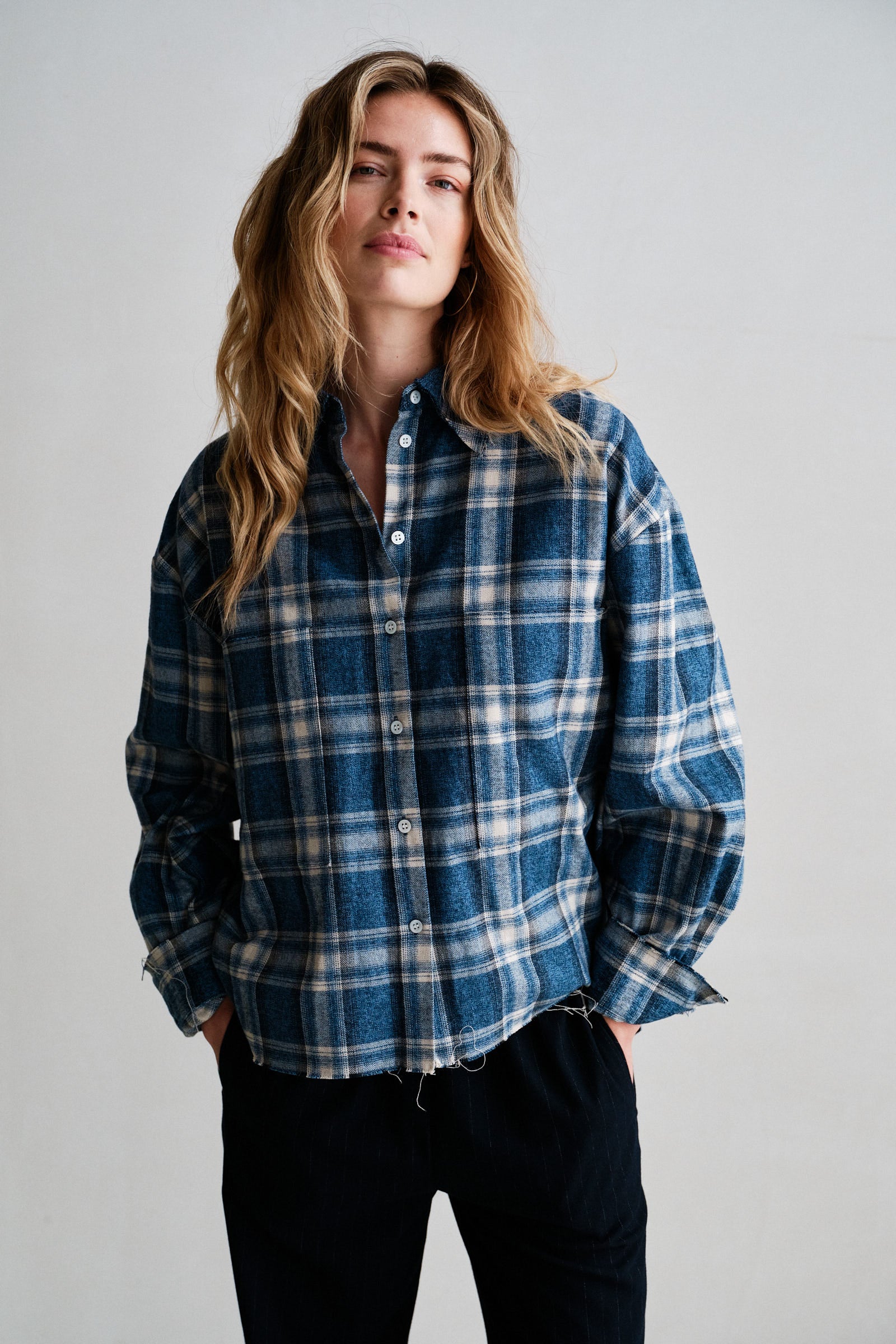 BLOUSE (W26C421) BLUE CHECK