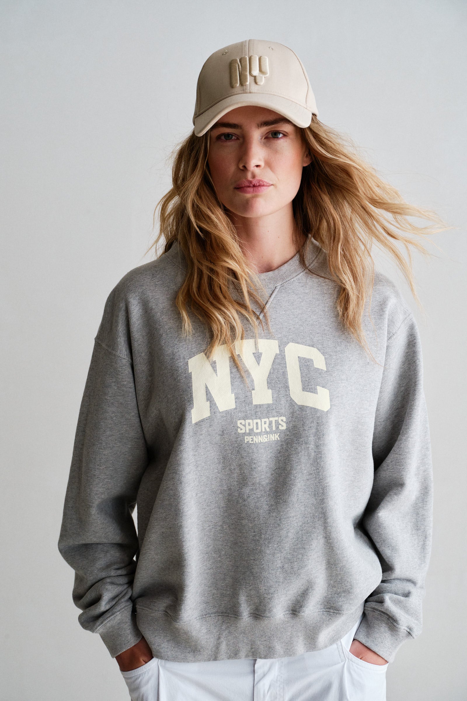 SWEATER (W26F1930) GREY MELANGE - ECRU