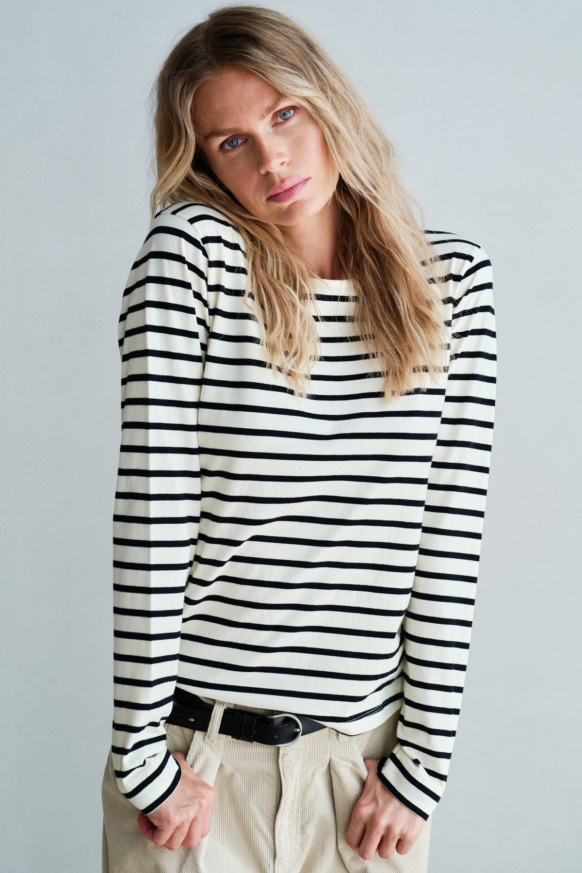 LONGSLEEVE STRIPE (W26F1977LTD) ECRU - BLACK