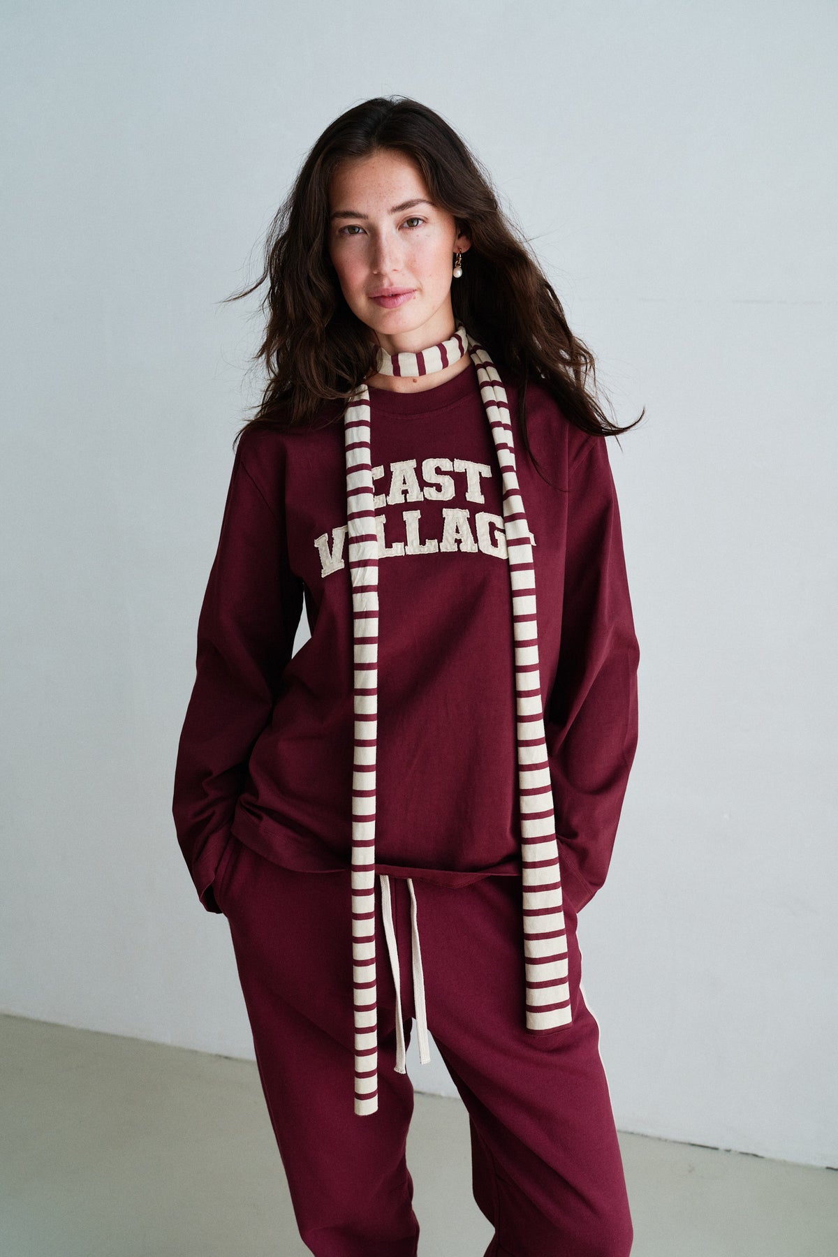 SCARF STRIPE (W26F1978LTD) FOAM - BURGUNDY