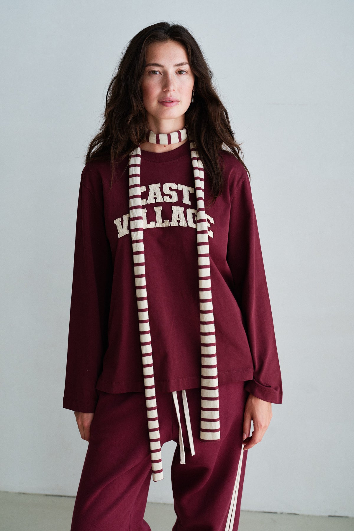 SCARF STRIPE (W26F1978LTD) FOAM - BURGUNDY
