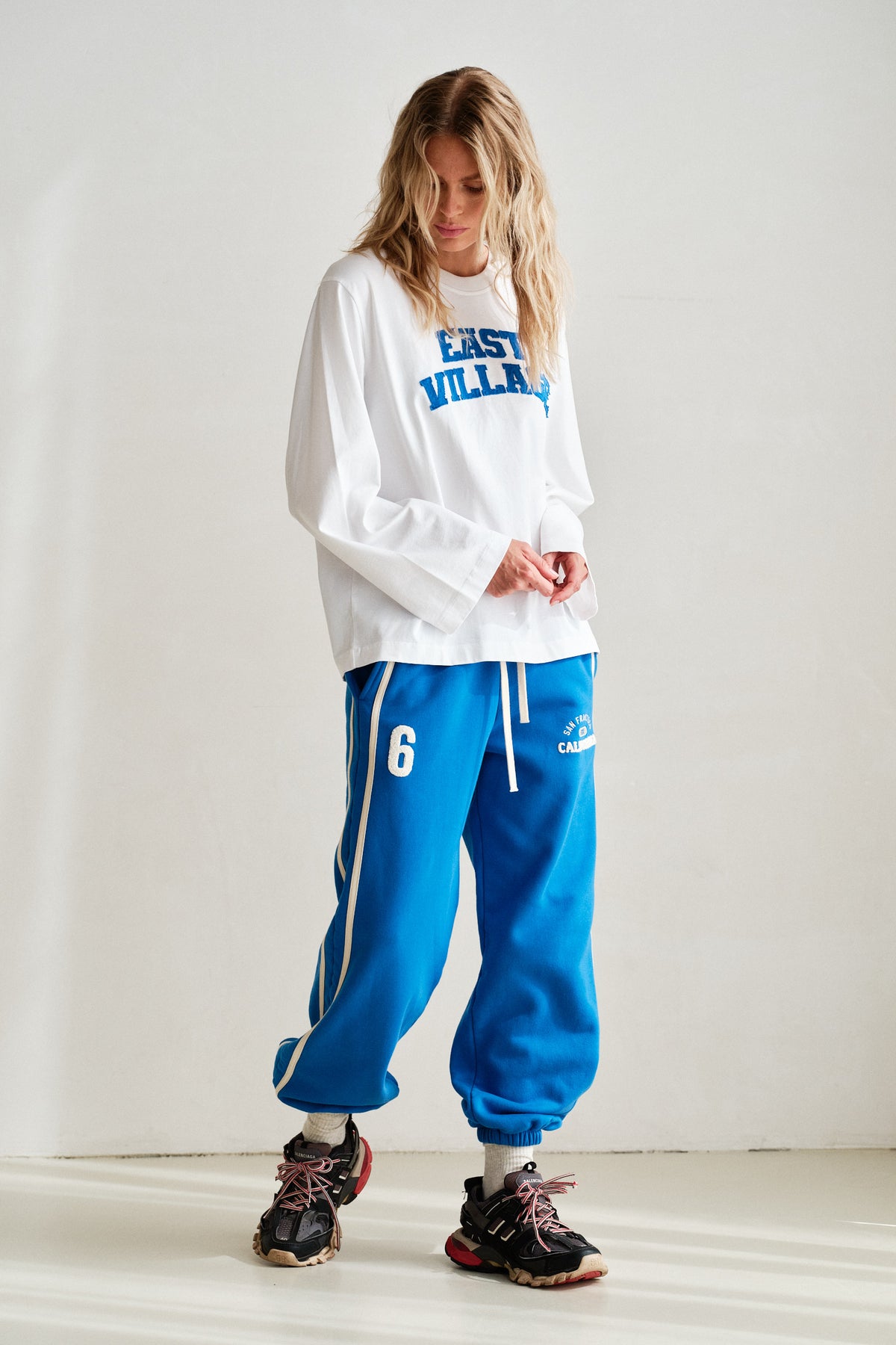 TROUSERS PRINT (W26F1991LTD) STRONG BLUE - ECRU