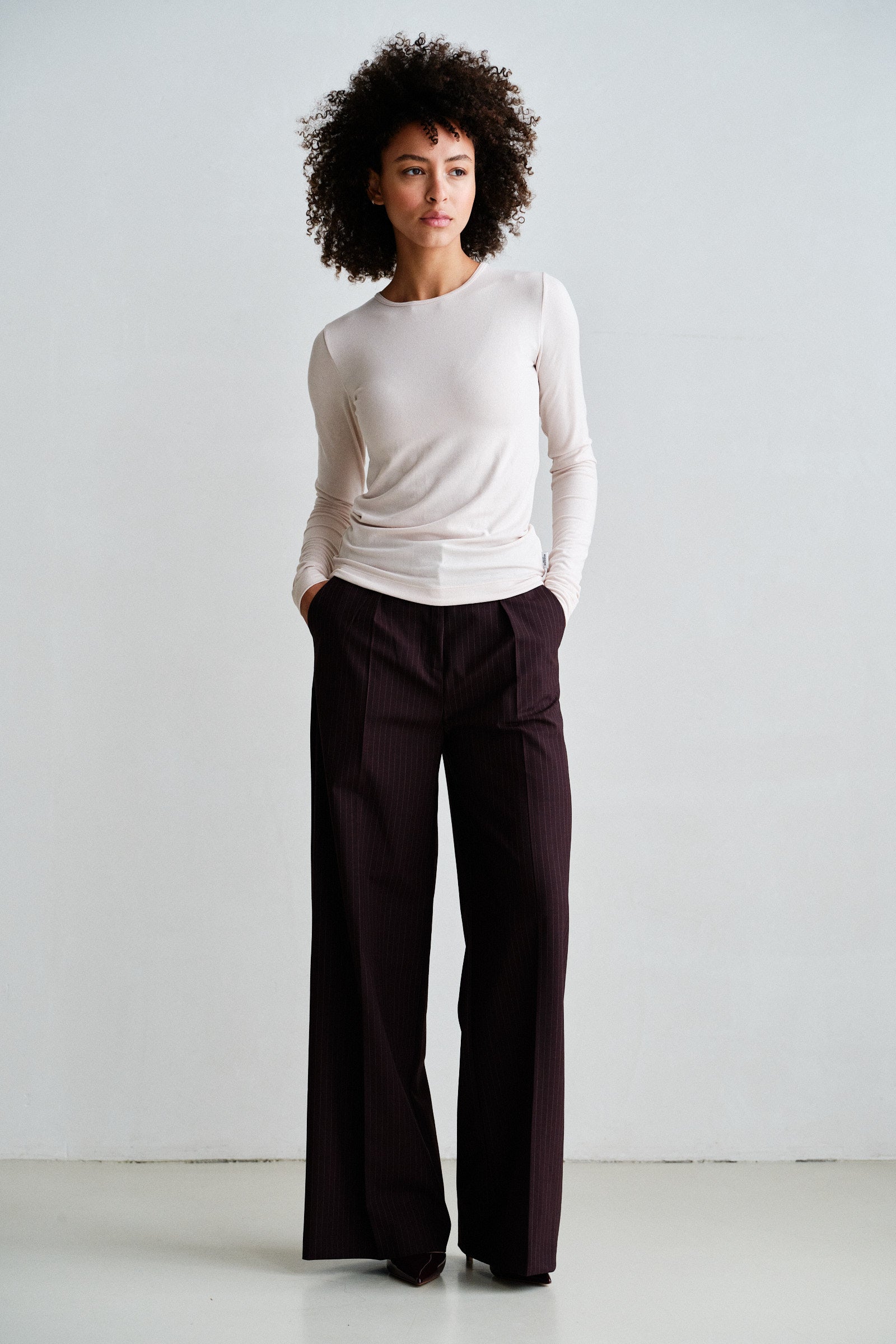 TROUSERS (W26N1754) AUBERGINE STRIPE
