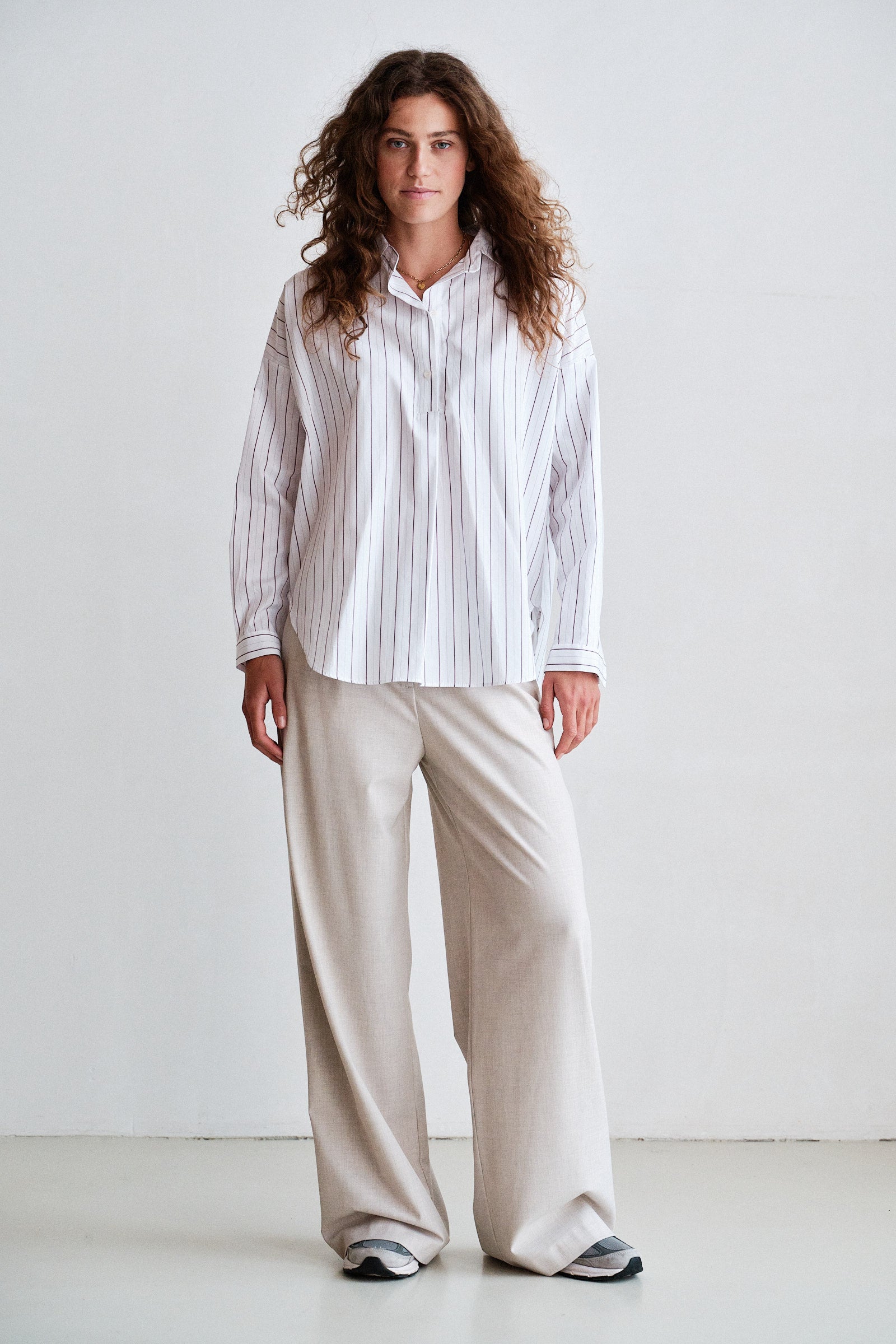 BLOUSE (W26N1810) WHITE - AUBERGINE STRIPE
