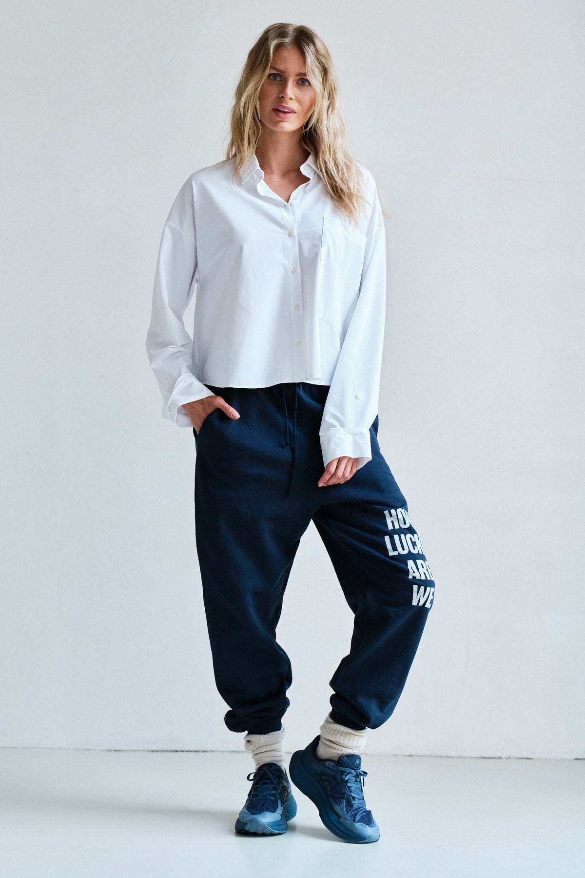 TROUSERS PRINT (W26T1346LTD) NAVY - ECRU
