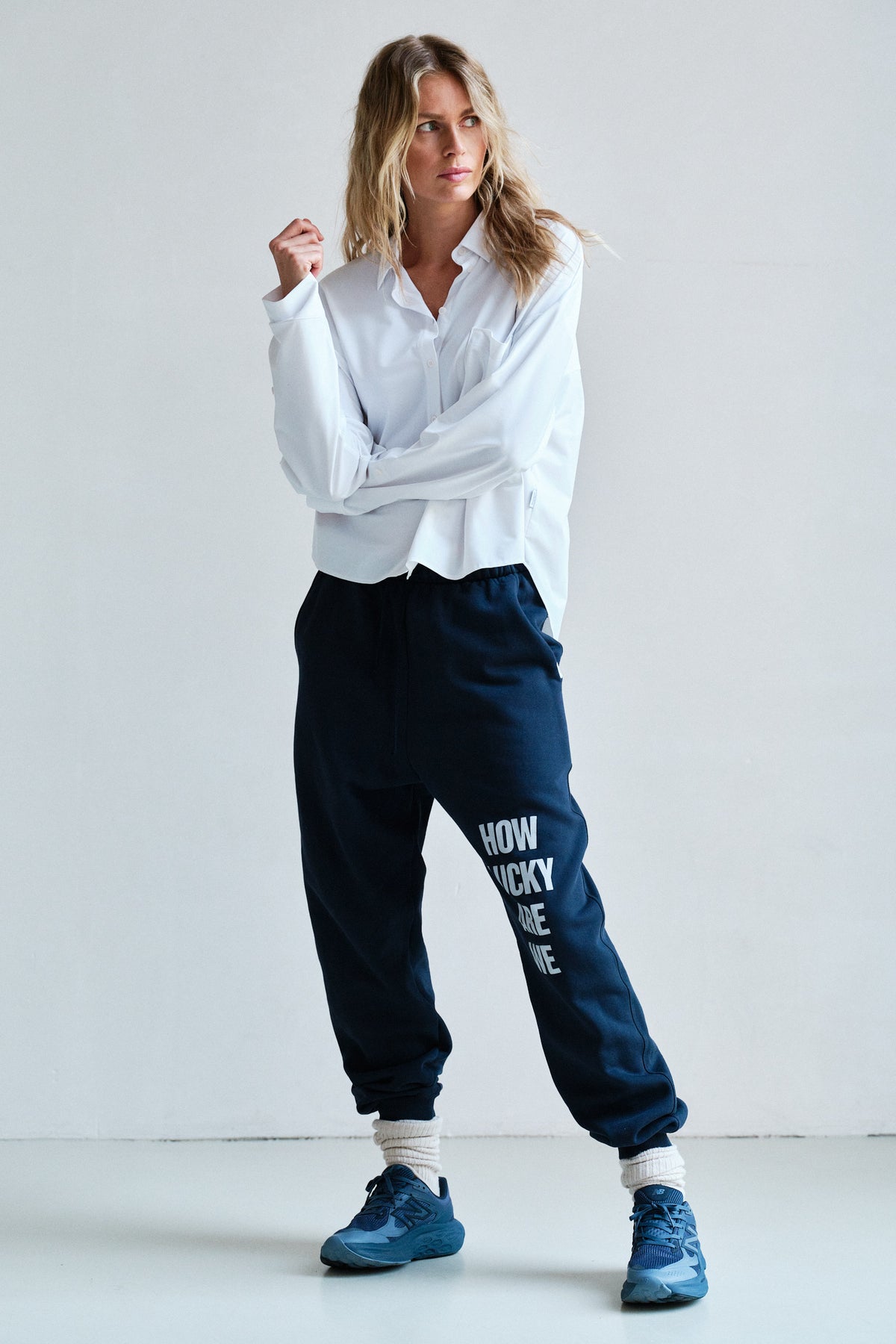 TROUSERS PRINT (W26T1346LTD) NAVY - ECRU