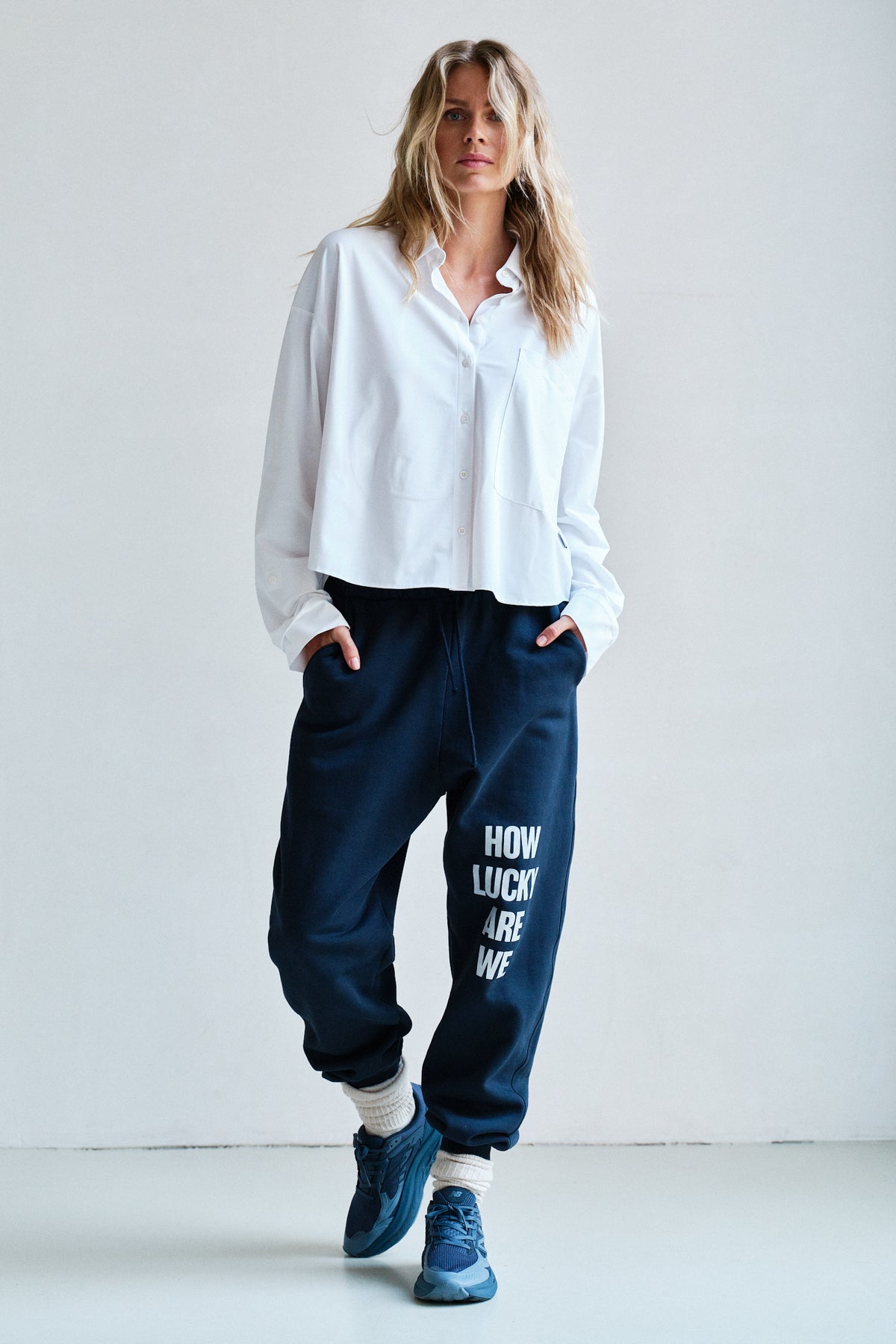 TROUSERS PRINT (W26T1346LTD) NAVY - ECRU