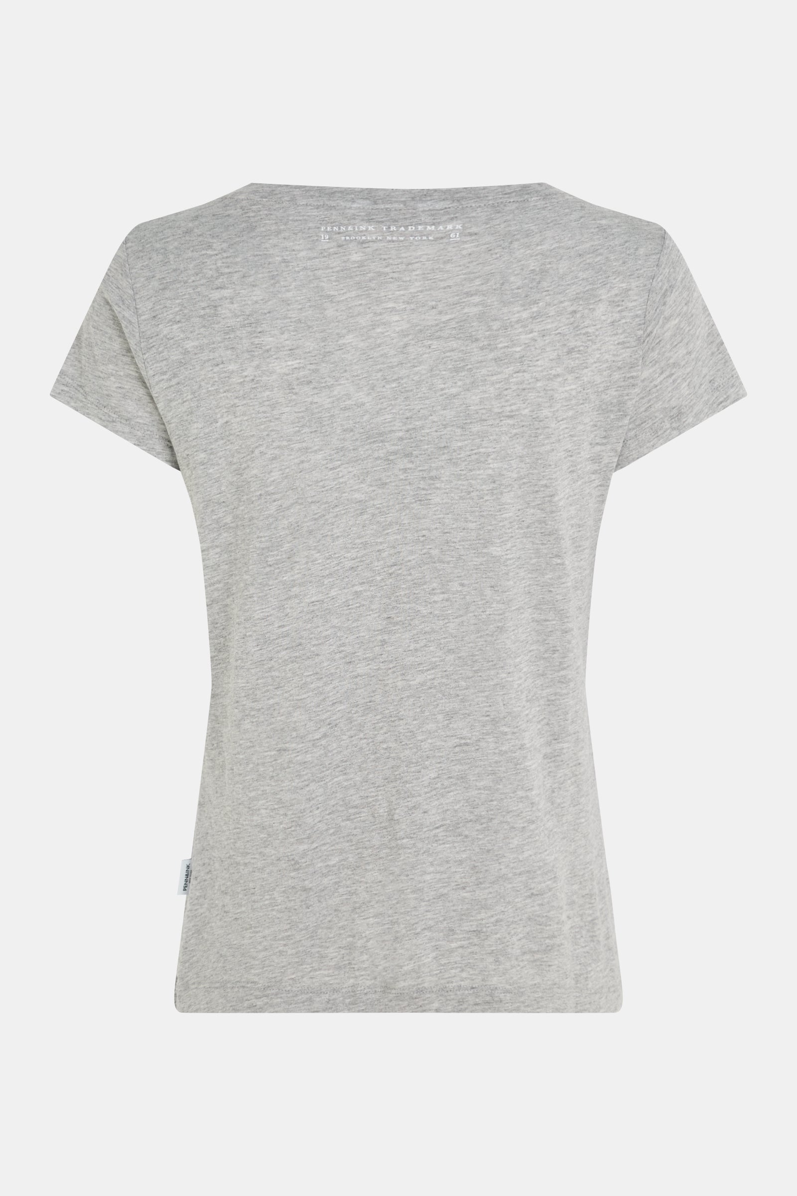 packshot back: T-Shirt Print (23F1317LAB) Grey Melange - White | Penn&Ink N.Y.