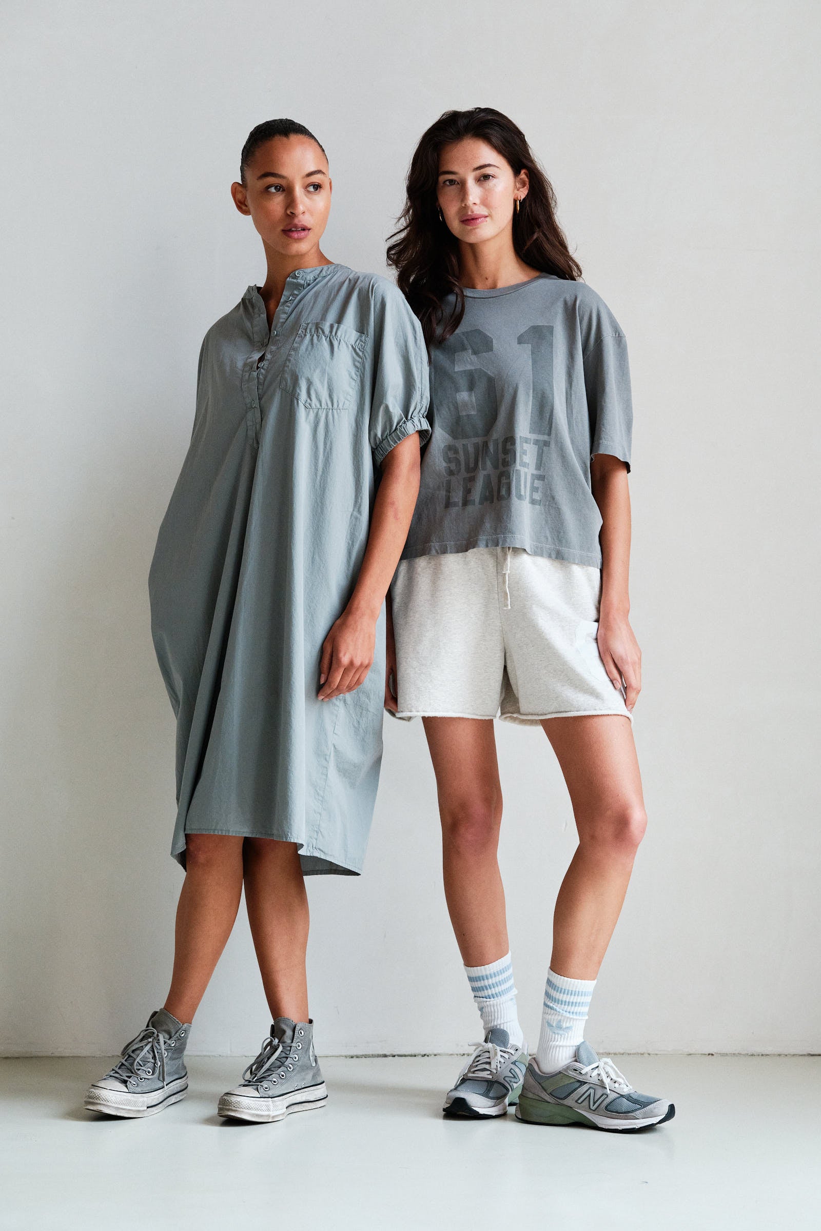 SHORTS (S26F1890LTD) GREY MELANGE - WHITE