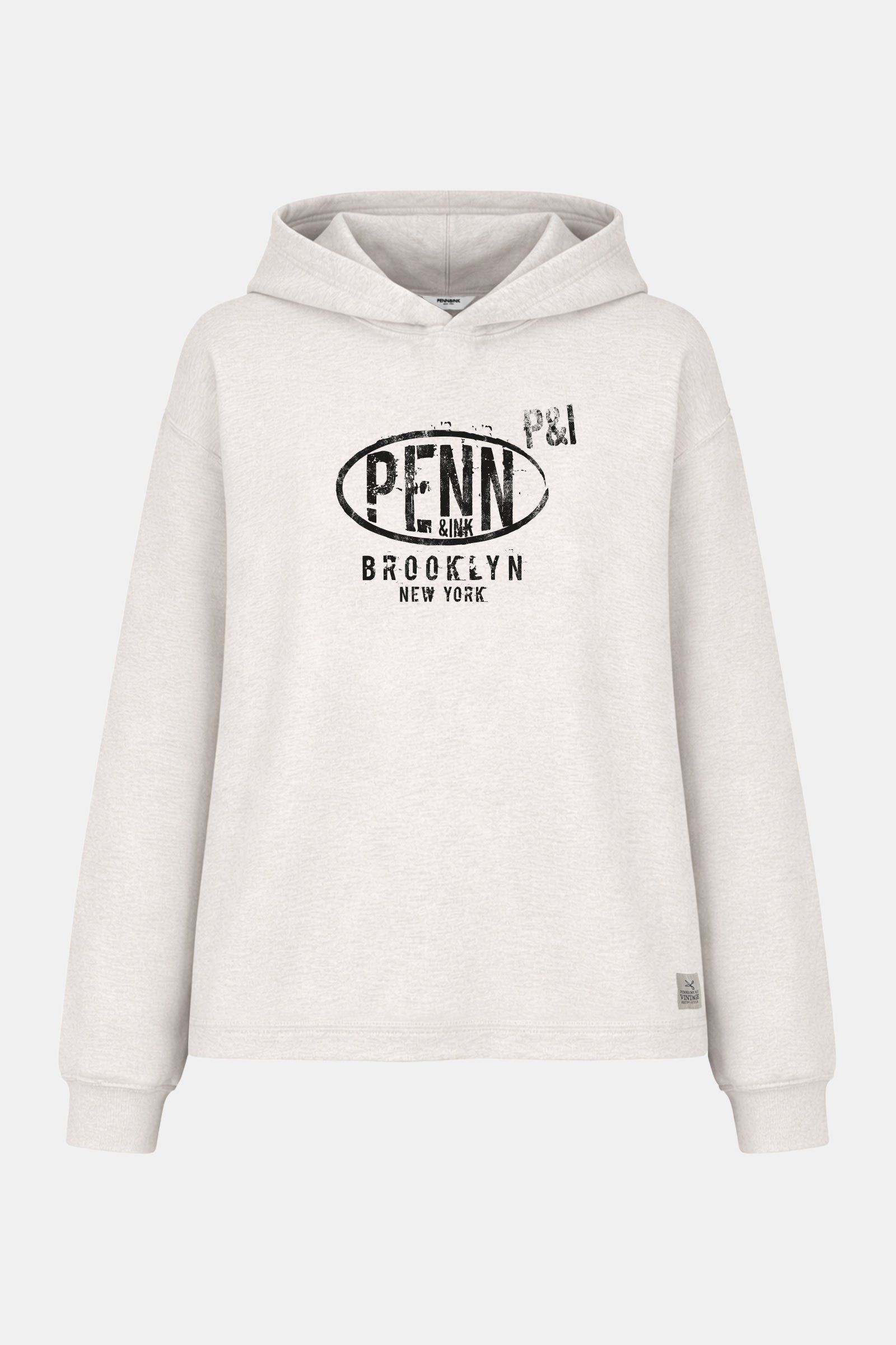 HOODIE PRINT (DAISY) ECRU MELANGE - BLACK