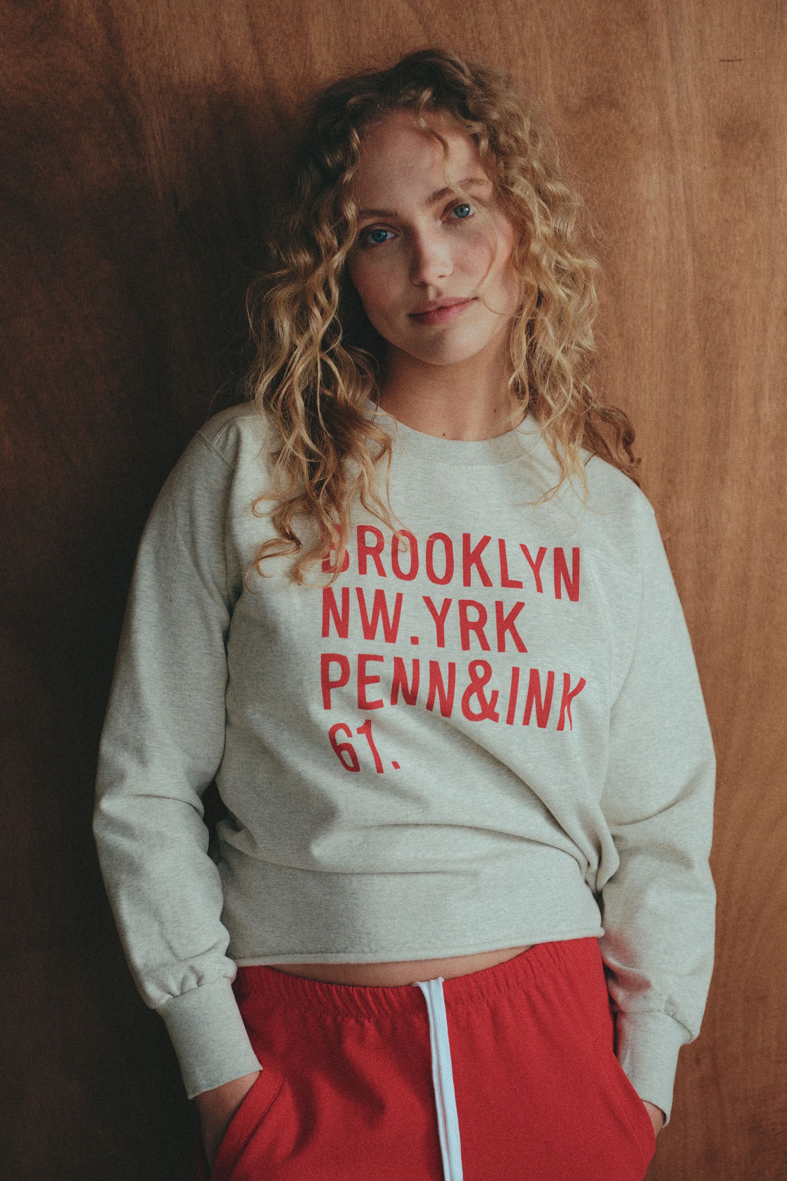 SWEATER PRINT (HAILEY) ECRU MELANGE - TOMATO