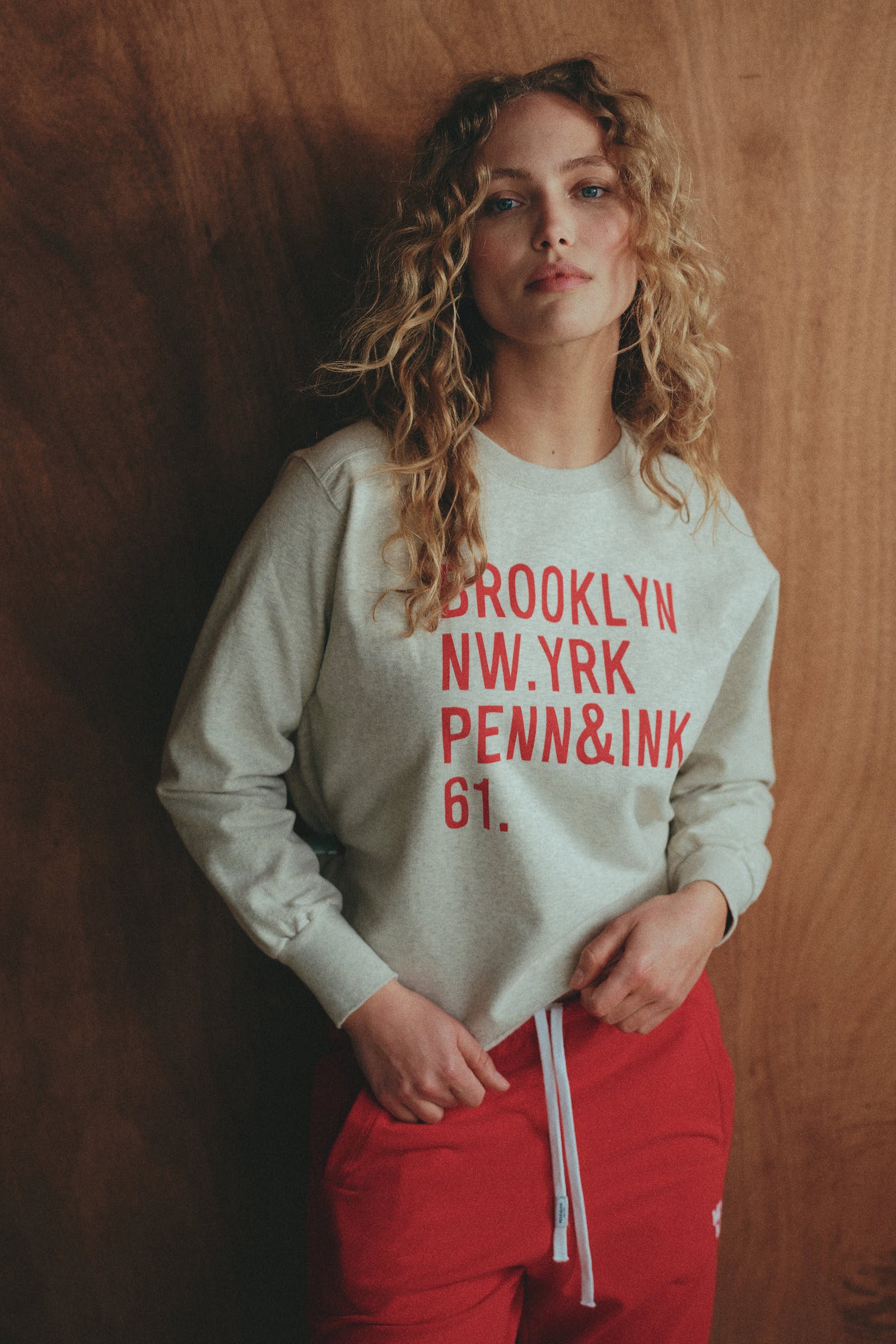 SWEATER PRINT (HAILEY) ECRU MELANGE - TOMATO
