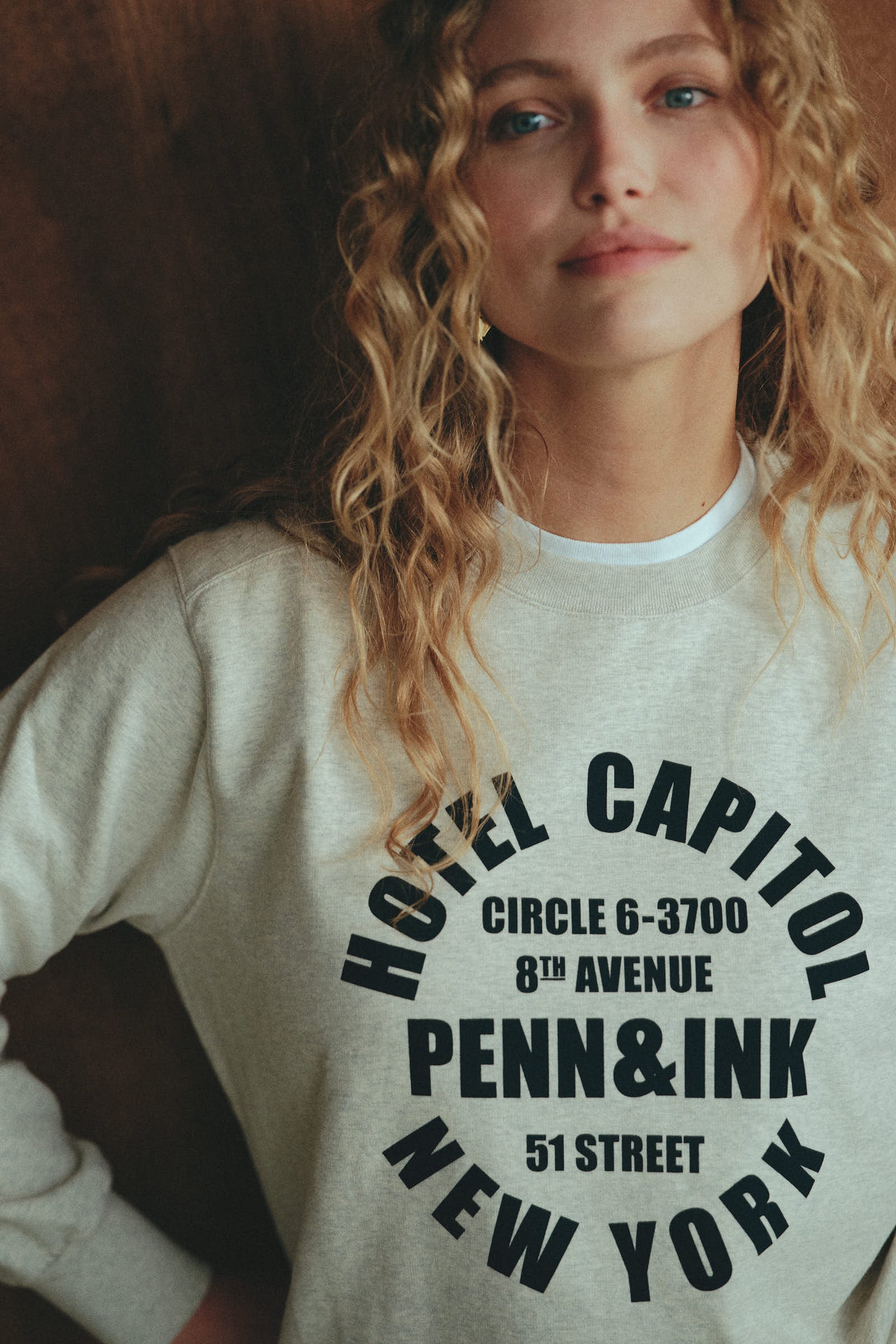 SWEATER PRINT (MICKY) ECRU MELANGE - NAVY