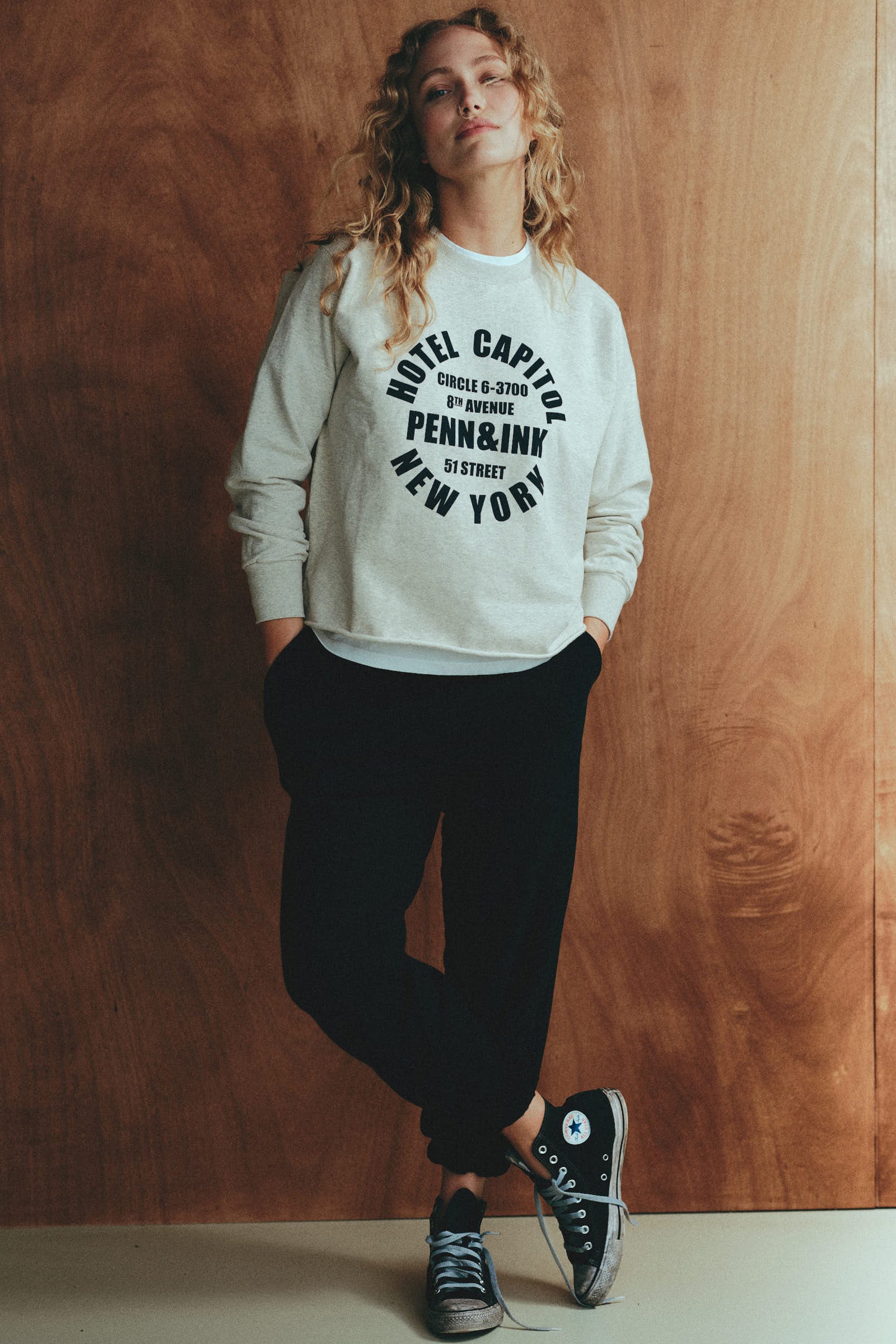 SWEATER PRINT (MICKY) ECRU MELANGE - NAVY