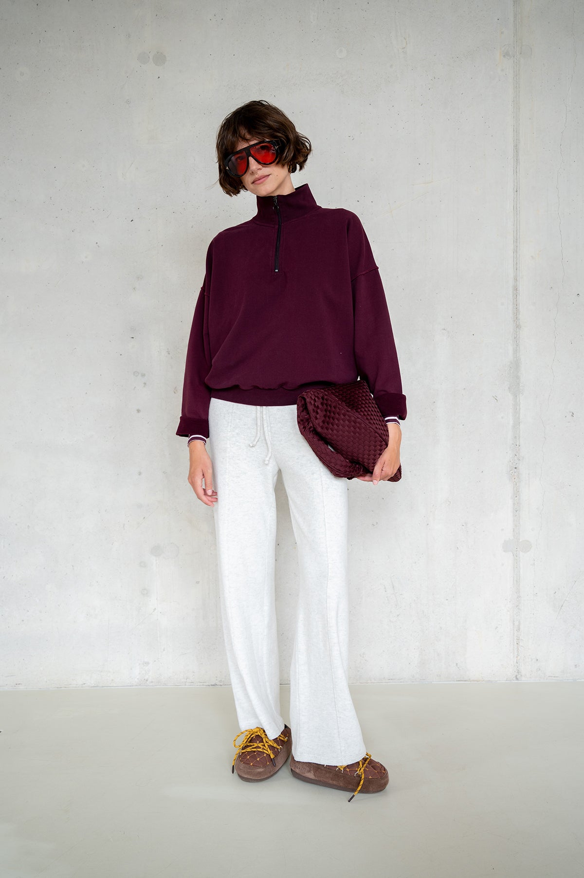 SWEATER PRINT (W25F1764LTD) AUBERGINE - BLACK