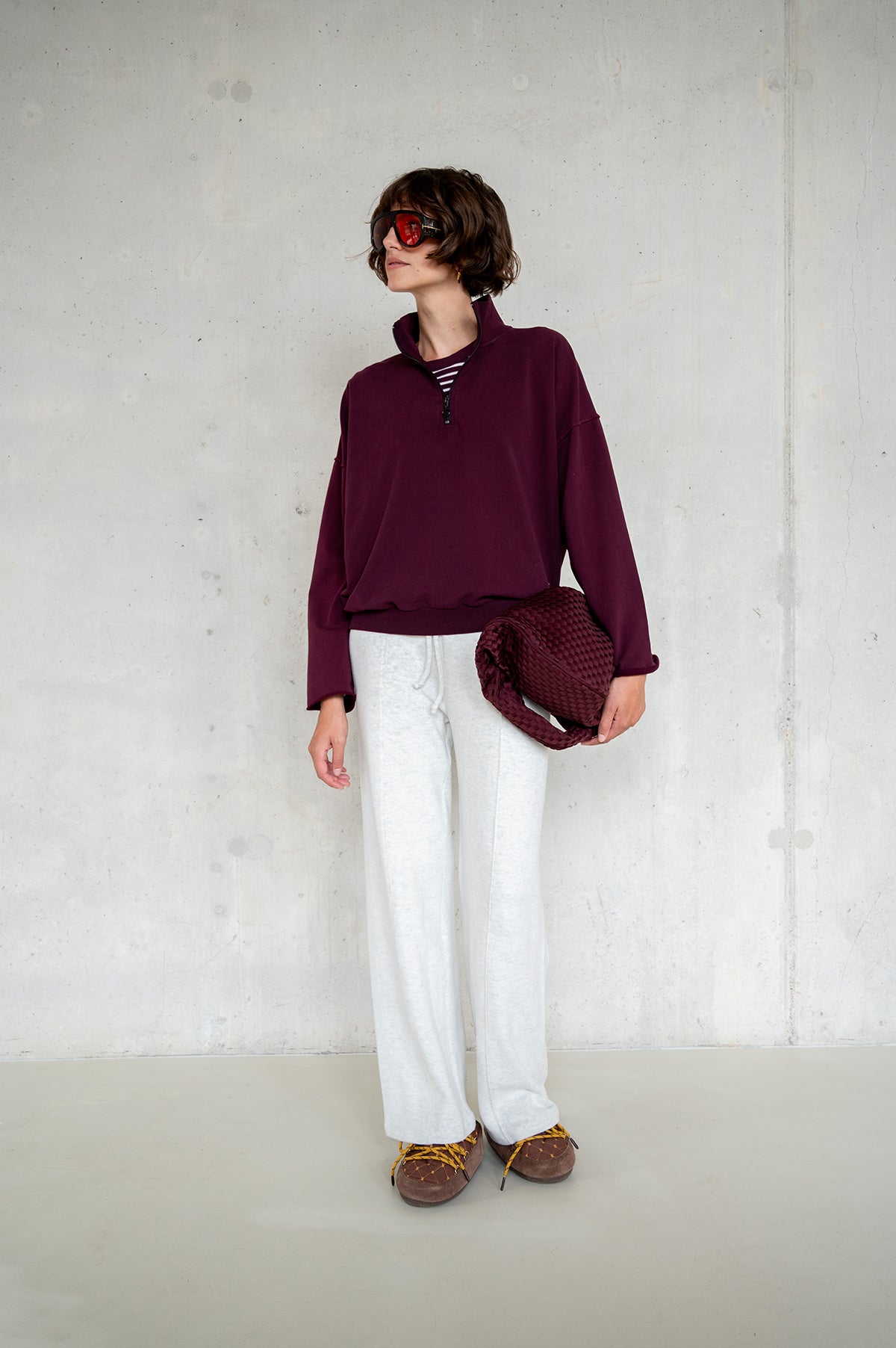 SWEATER PRINT (W25F1764LTD) AUBERGINE - BLACK