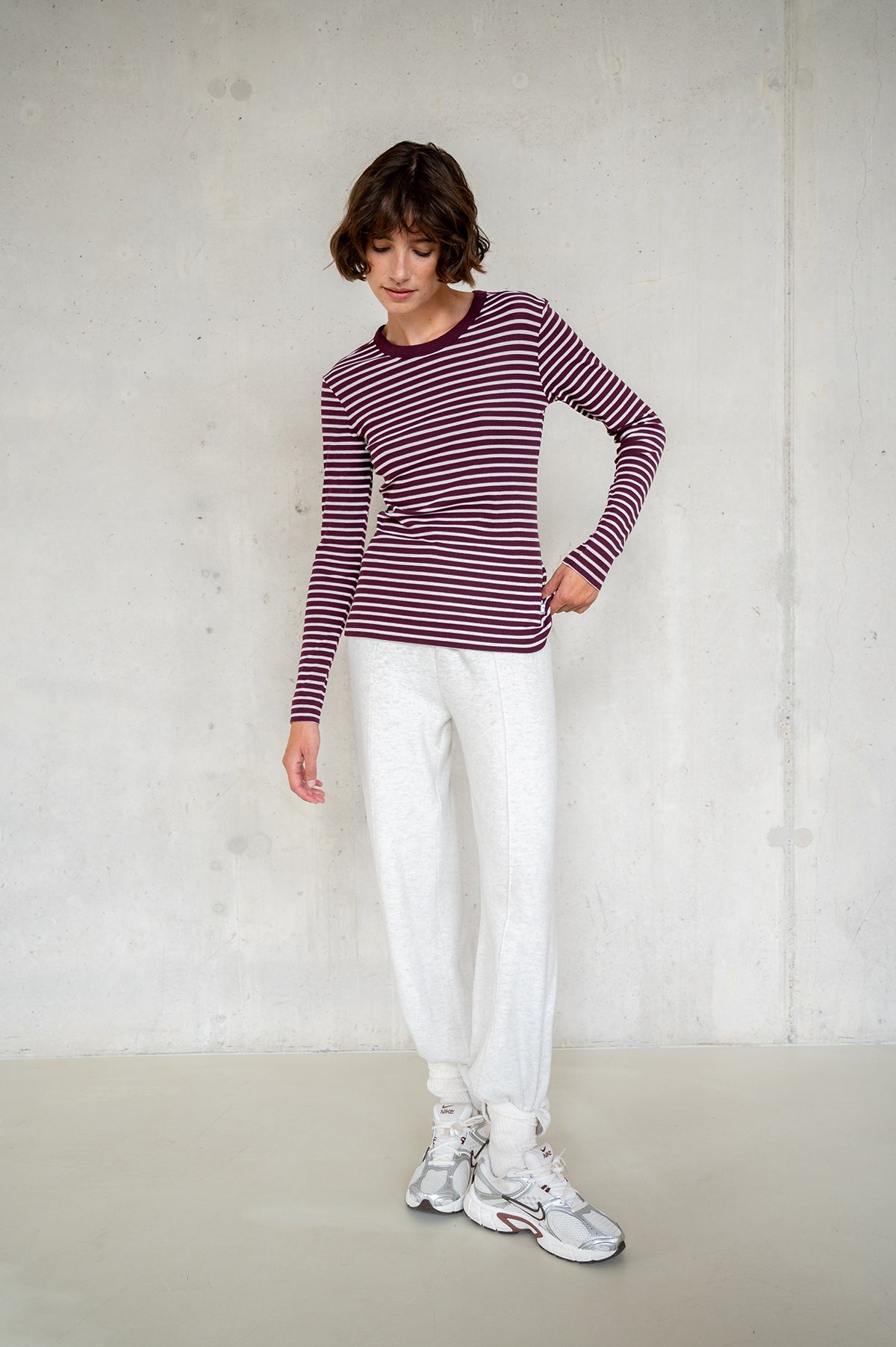 LONGSLEEVE STRIPE (W25F1762LTD) AUBERGINE - MERENGUE