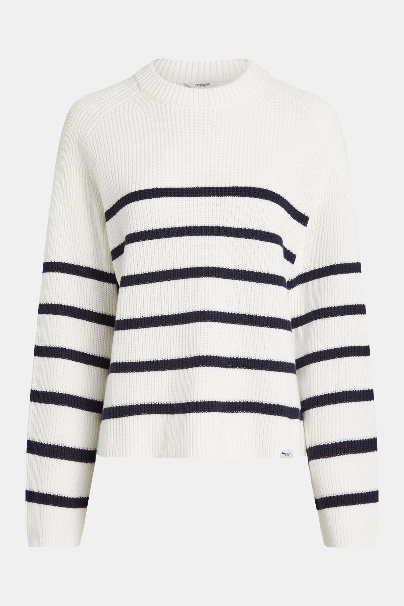 Pullover Stripe (S24B252) White - Navy | Penn&Ink