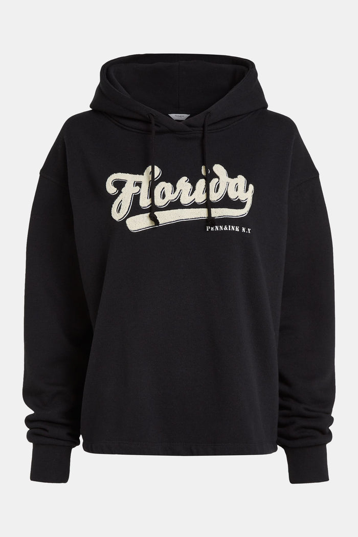 Hoodie Florida Print (S24F1427) Black Ecru Penn&Ink