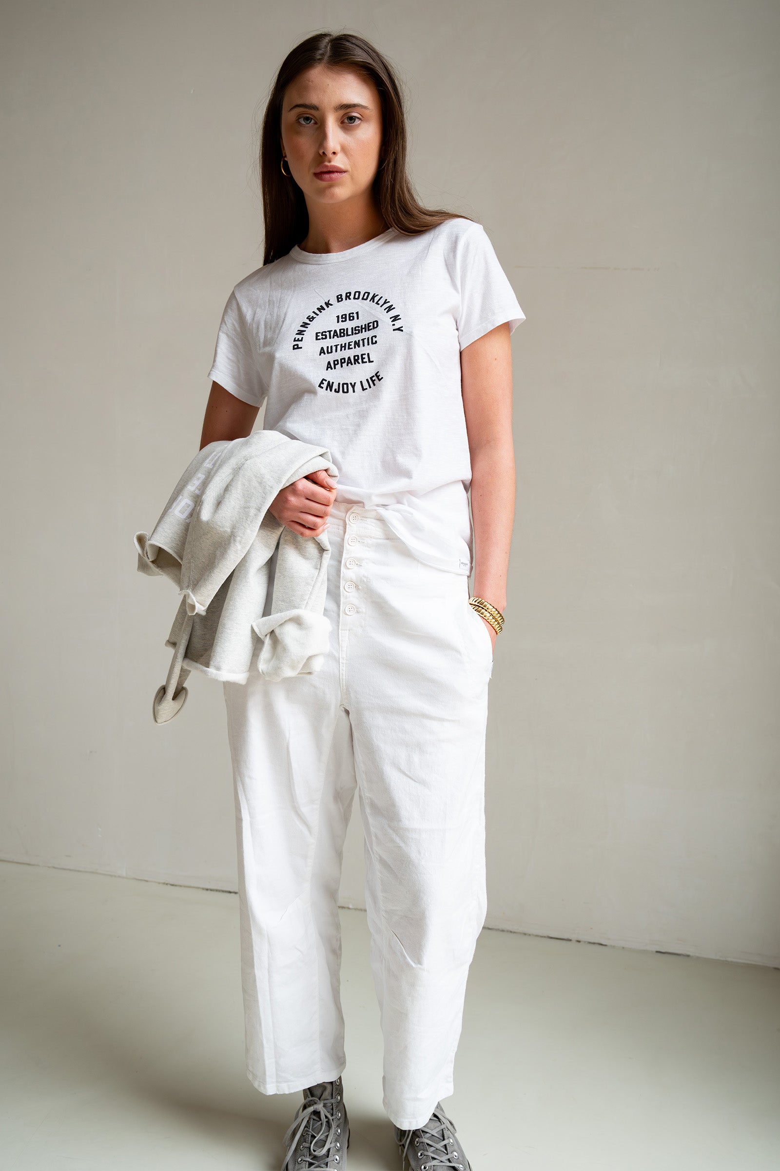 T-SHIRT PRINT (S25F1593) WHITE - BLACKISH