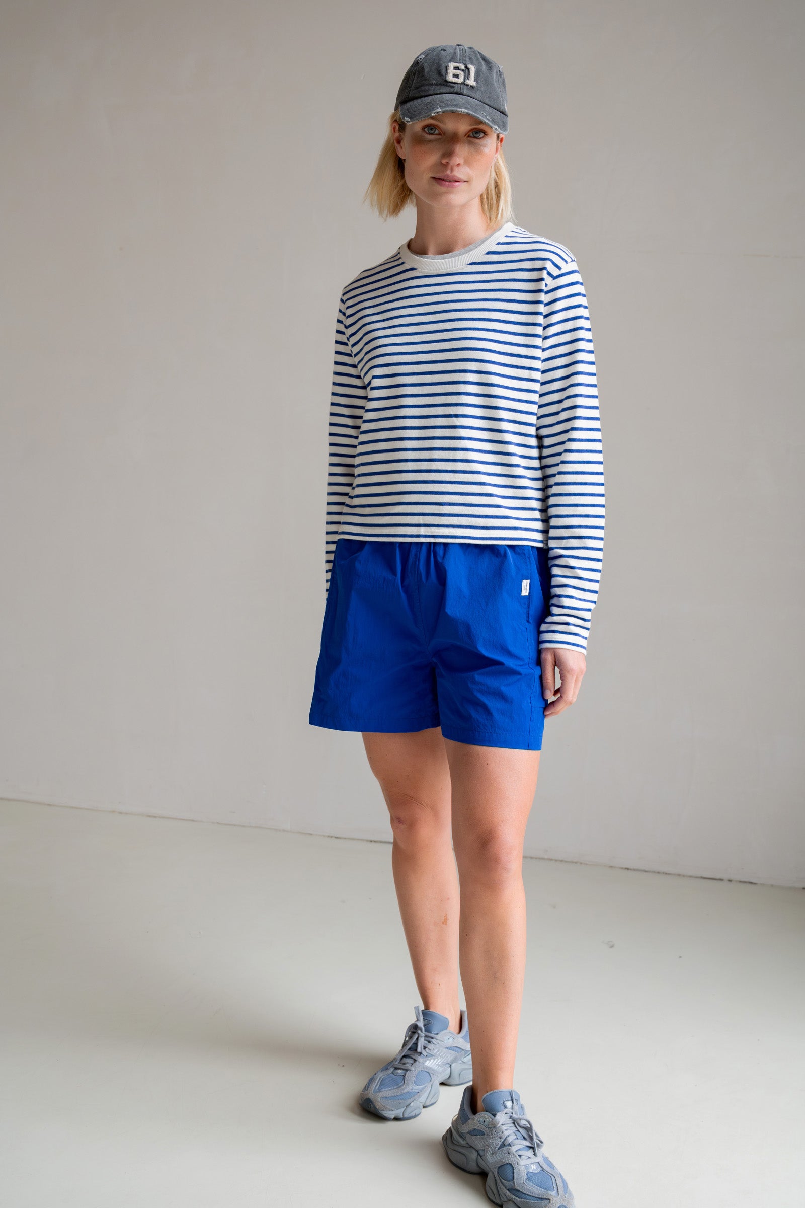 SWEATER STRIPE (S25F1628) ECRU - ROYAL BLUE