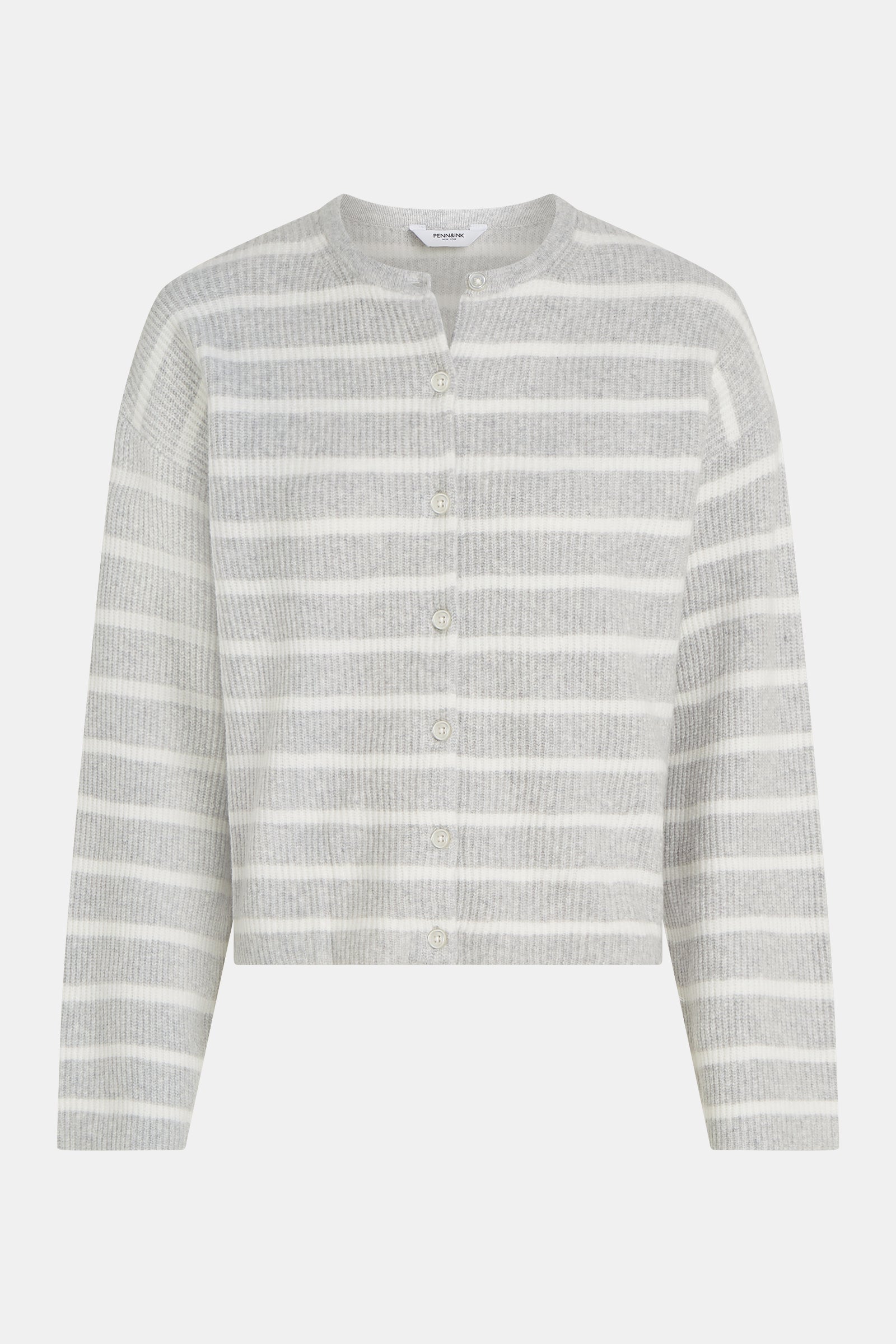 CARDIGAN STRIPE (S26B390) GREY MELANGE - ECRU