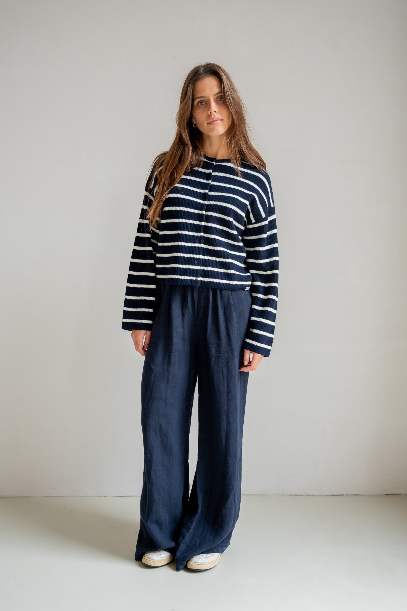 CARDIGAN STRIPE (S26B390) NAVY - ECRU