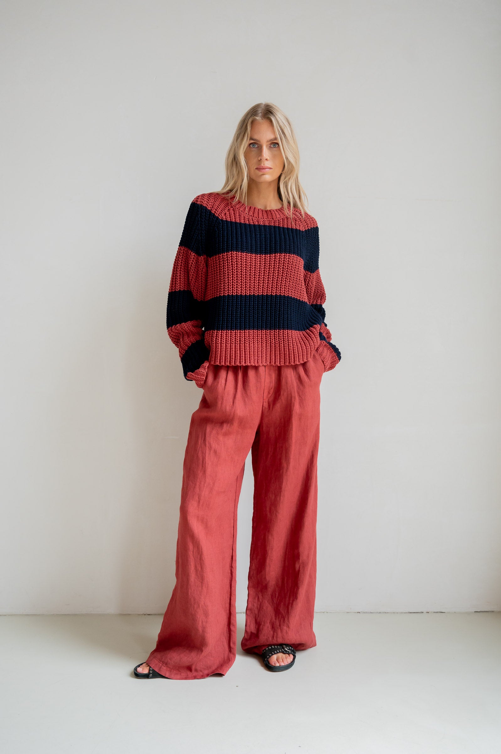 JUMPER STRIPE (S26B407) BURGUNDY - NAVY