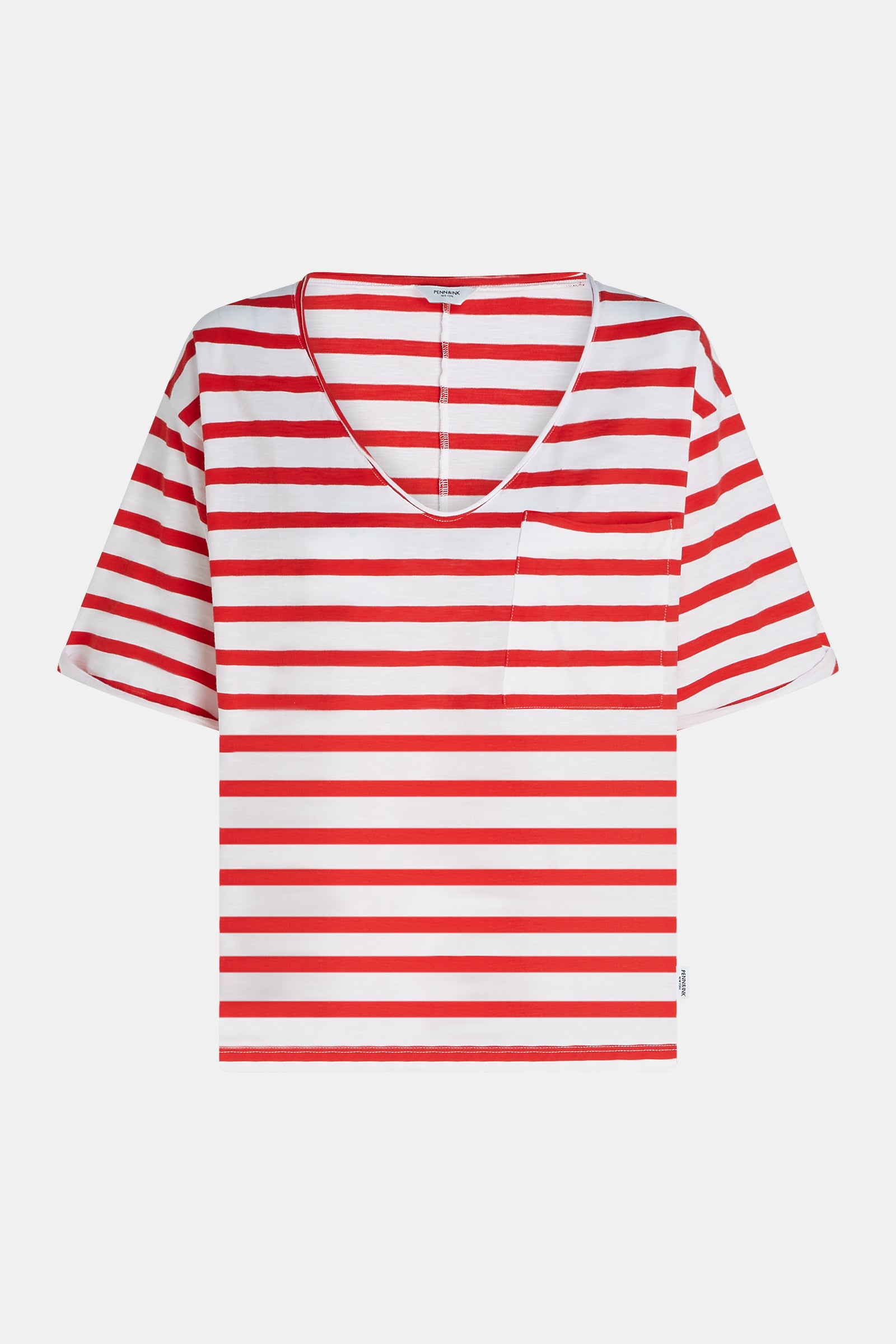 T-SHIRT STRIPE (S26F1800) WHITE - TOMATO