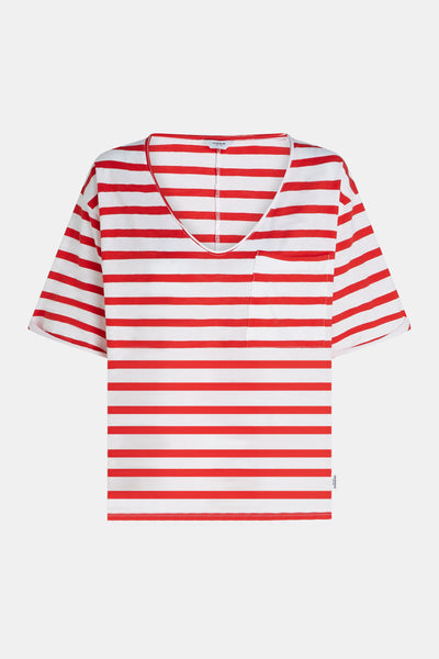 T-Shirt Stripe (S26F1800) White - Tomato | Penn&Ink