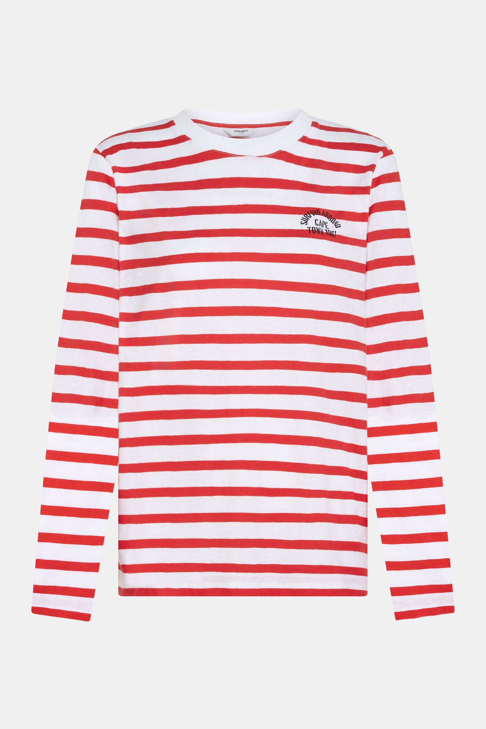 LONGSLEEVE STRIPE PRINT (S26F1803) WHITE - TOMATO