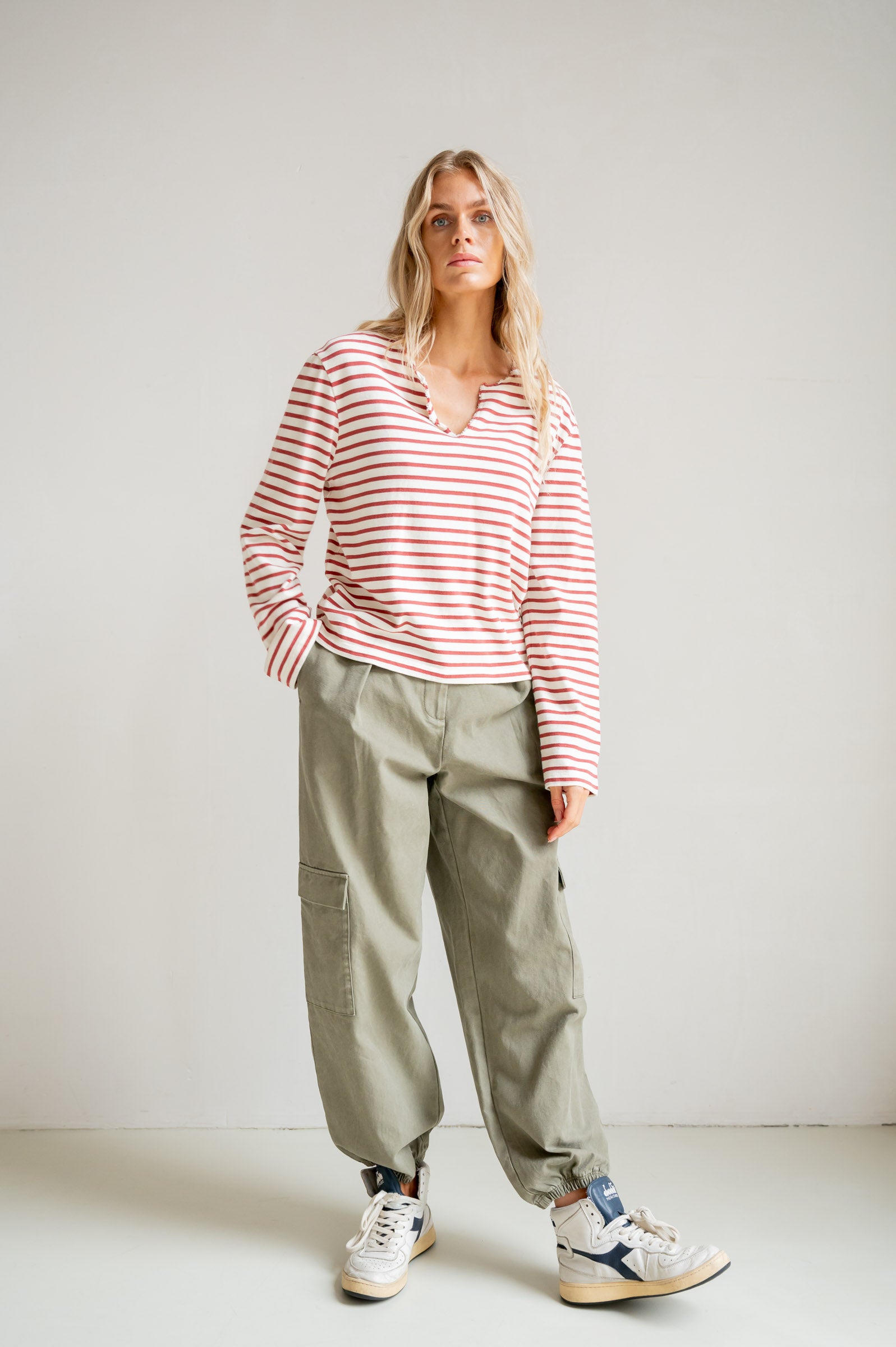 Longsleeve Stripe (S26F1806) Ecru - Burgundy | Penn&Ink