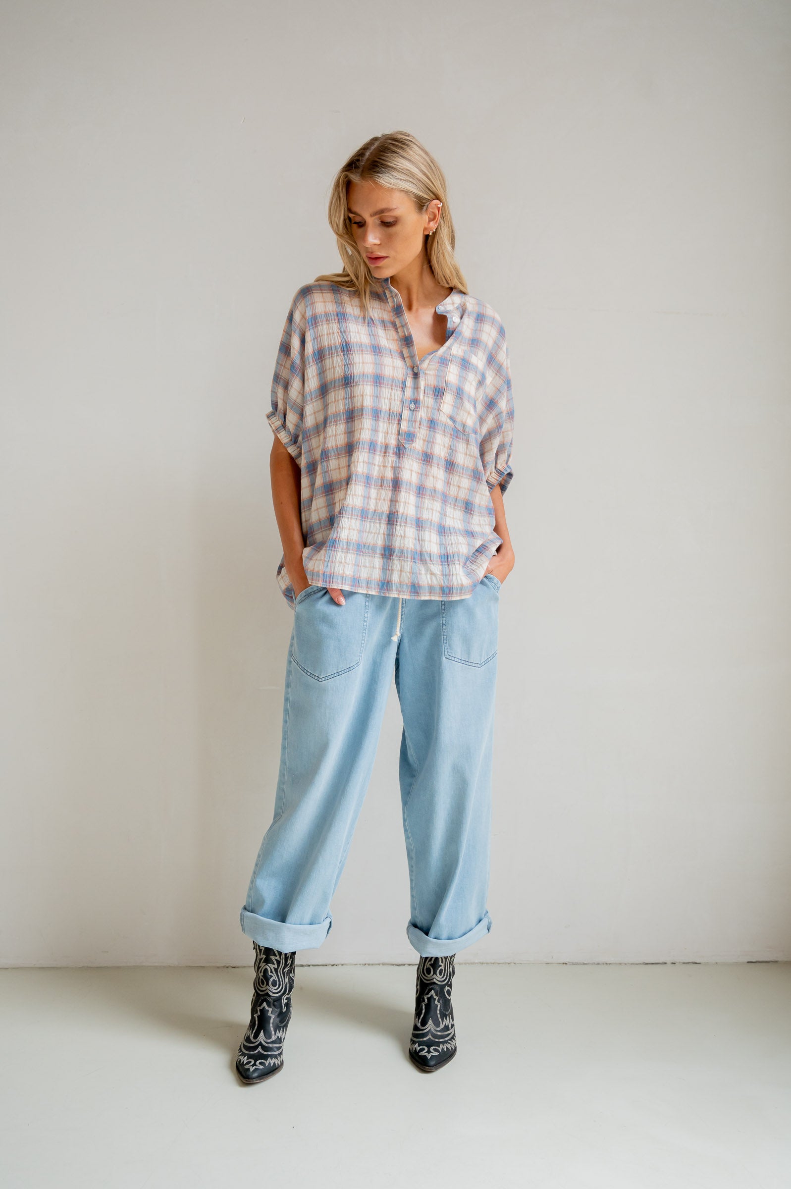 BLOUSE (S26F1822) BLUE CHECK