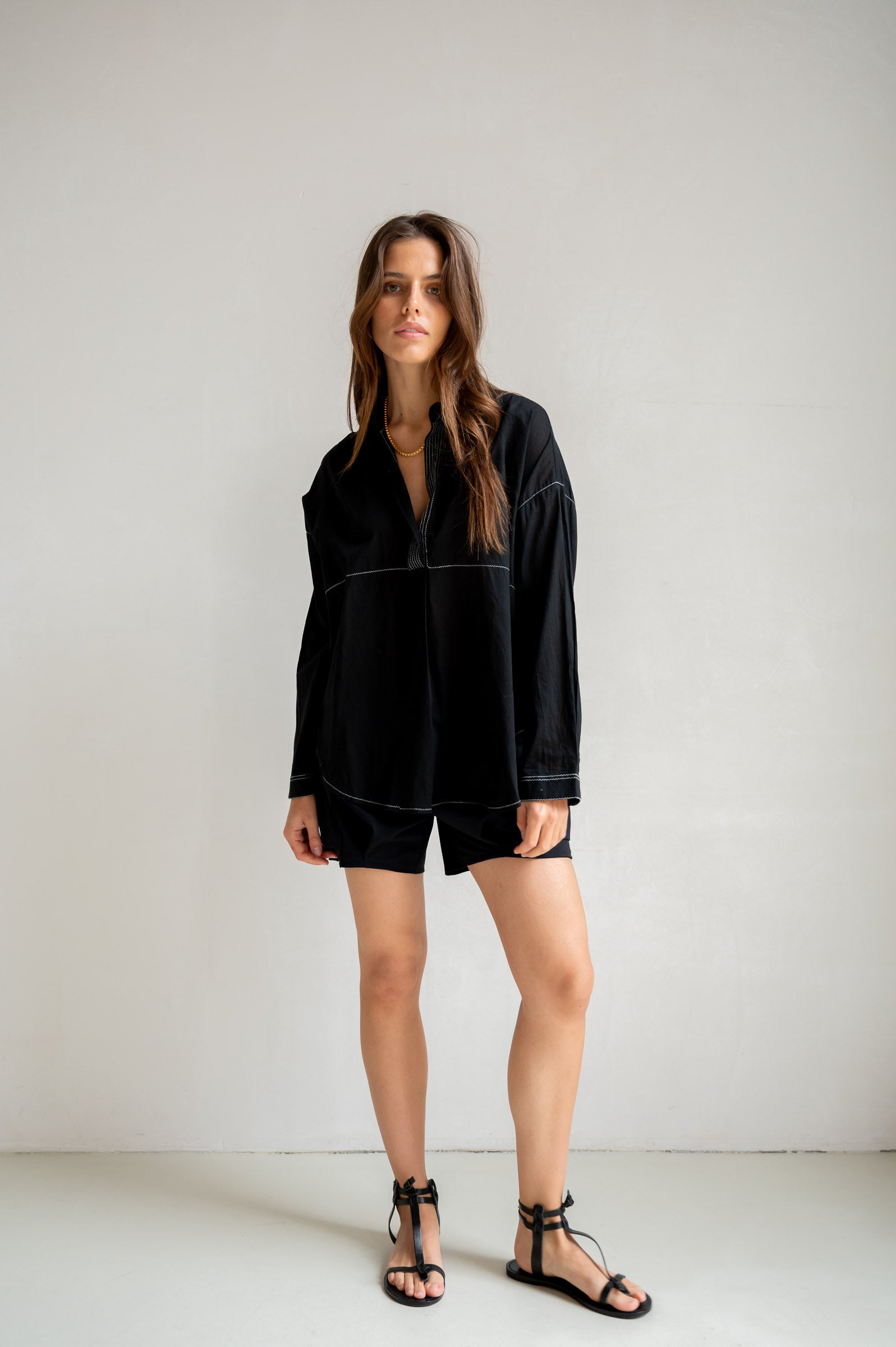 Blouse (S26SE040) Black - Ecru | Penn&Ink