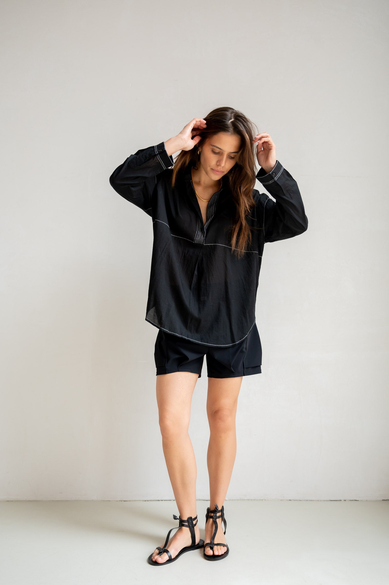 Blouse (S26SE040) Black - Ecru | Penn&Ink