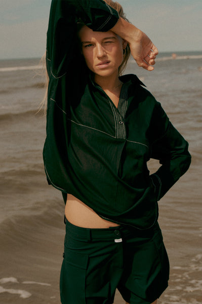Blouse (S26SE040) Black - Ecru | Penn&Ink