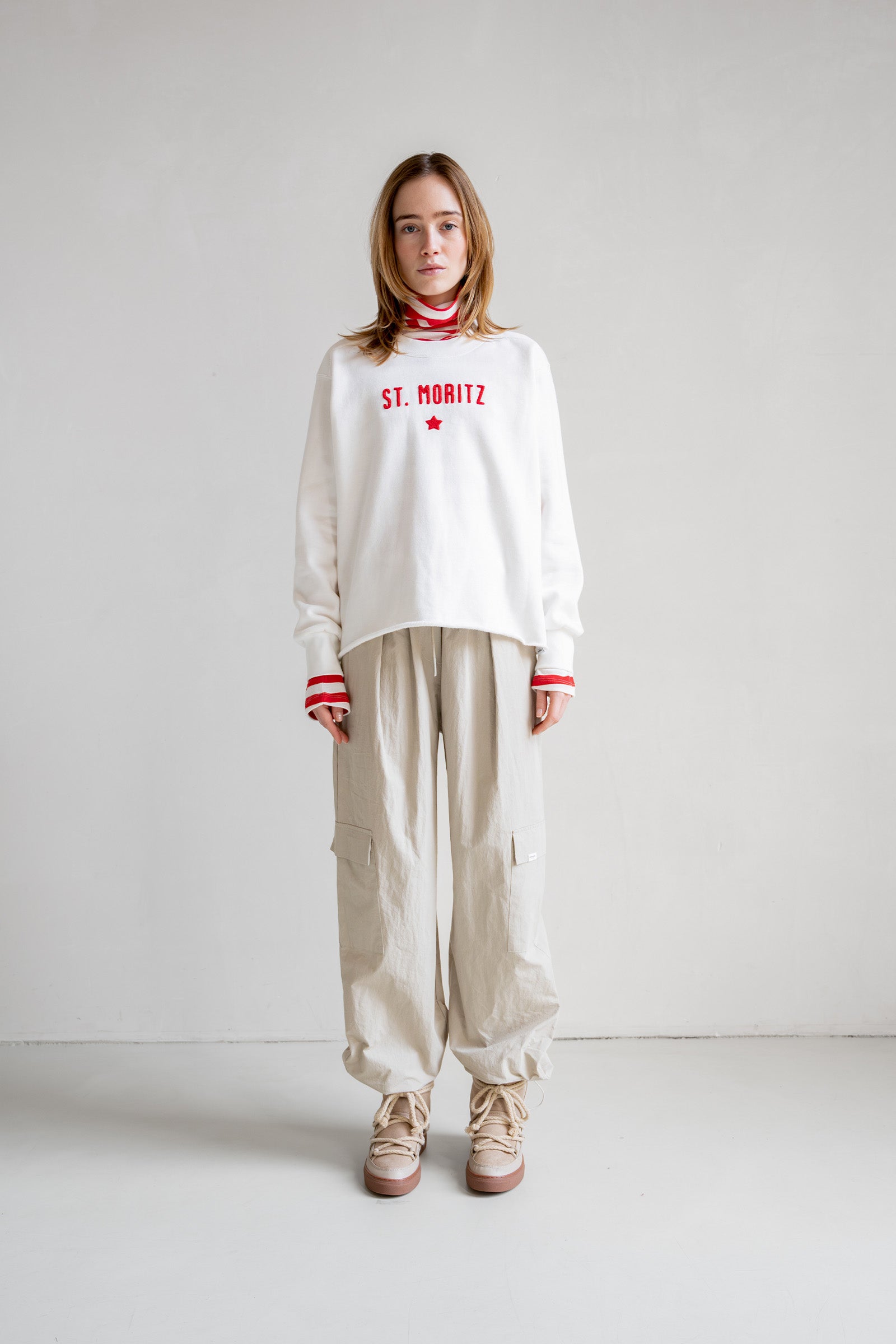 SWEATER PRINT (W25F1700) ECRU - TOMATO