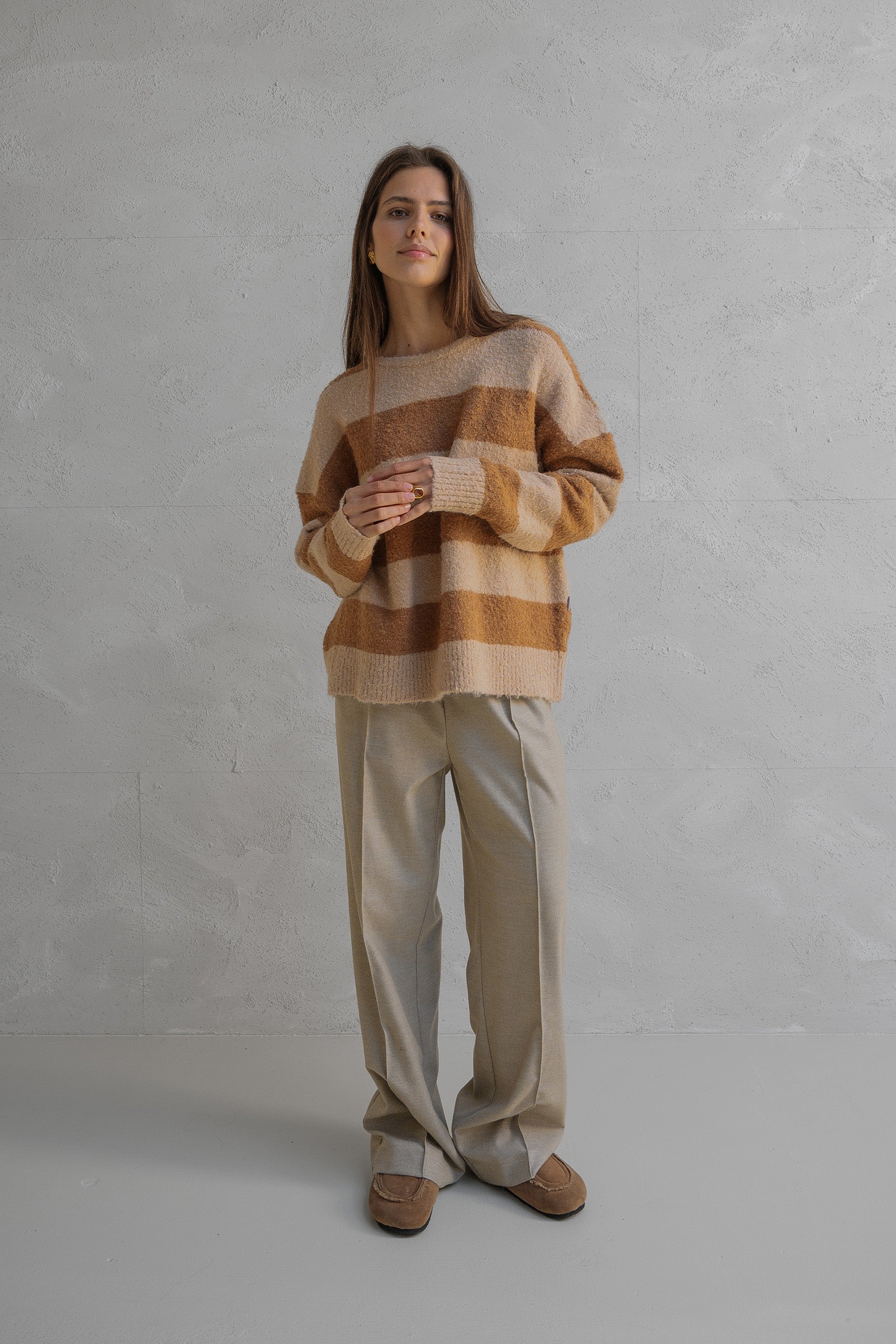 JUMPER STRIPE (W25C297) BEIGE - CAMEL