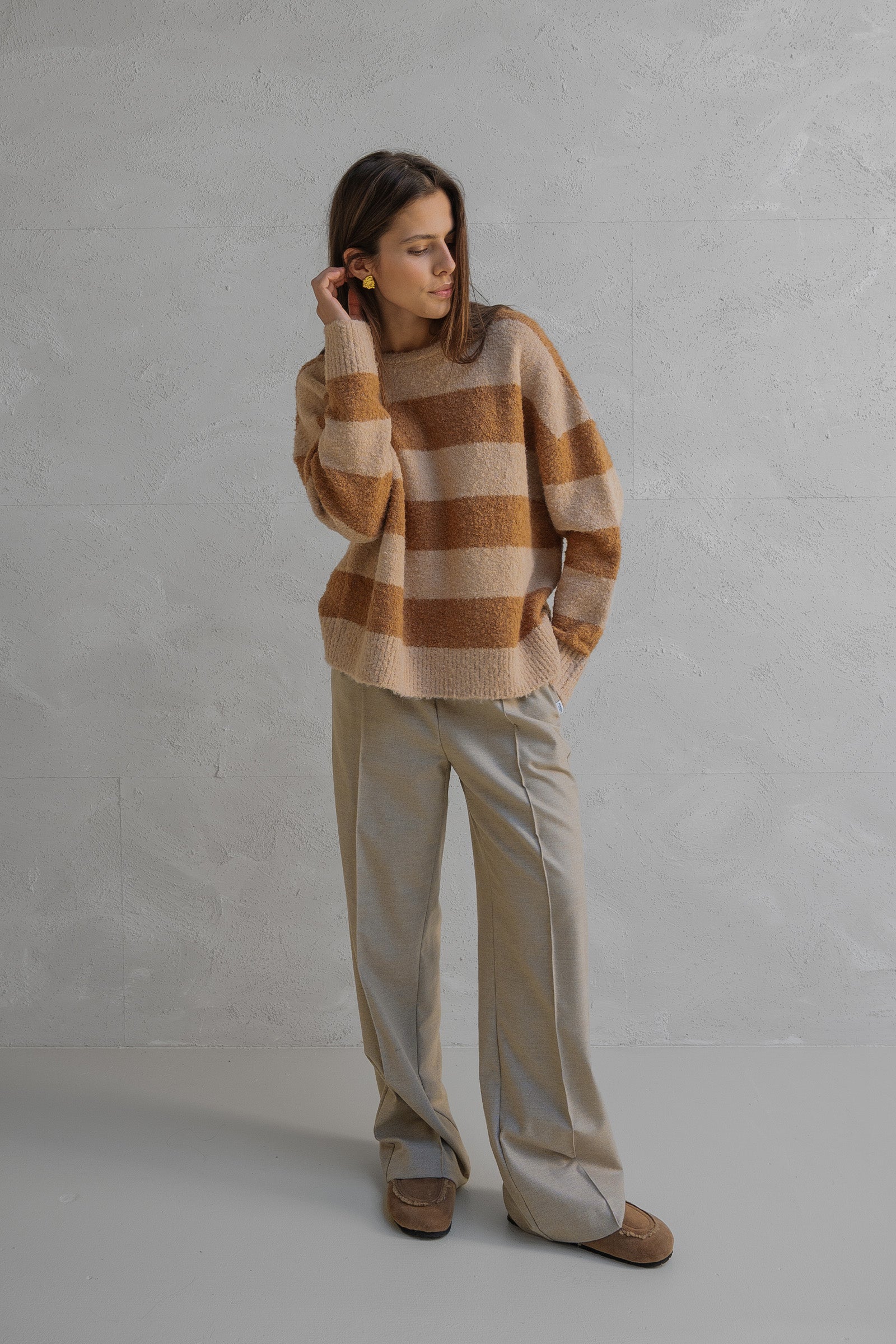 JUMPER STRIPE (W25C297) BEIGE - CAMEL