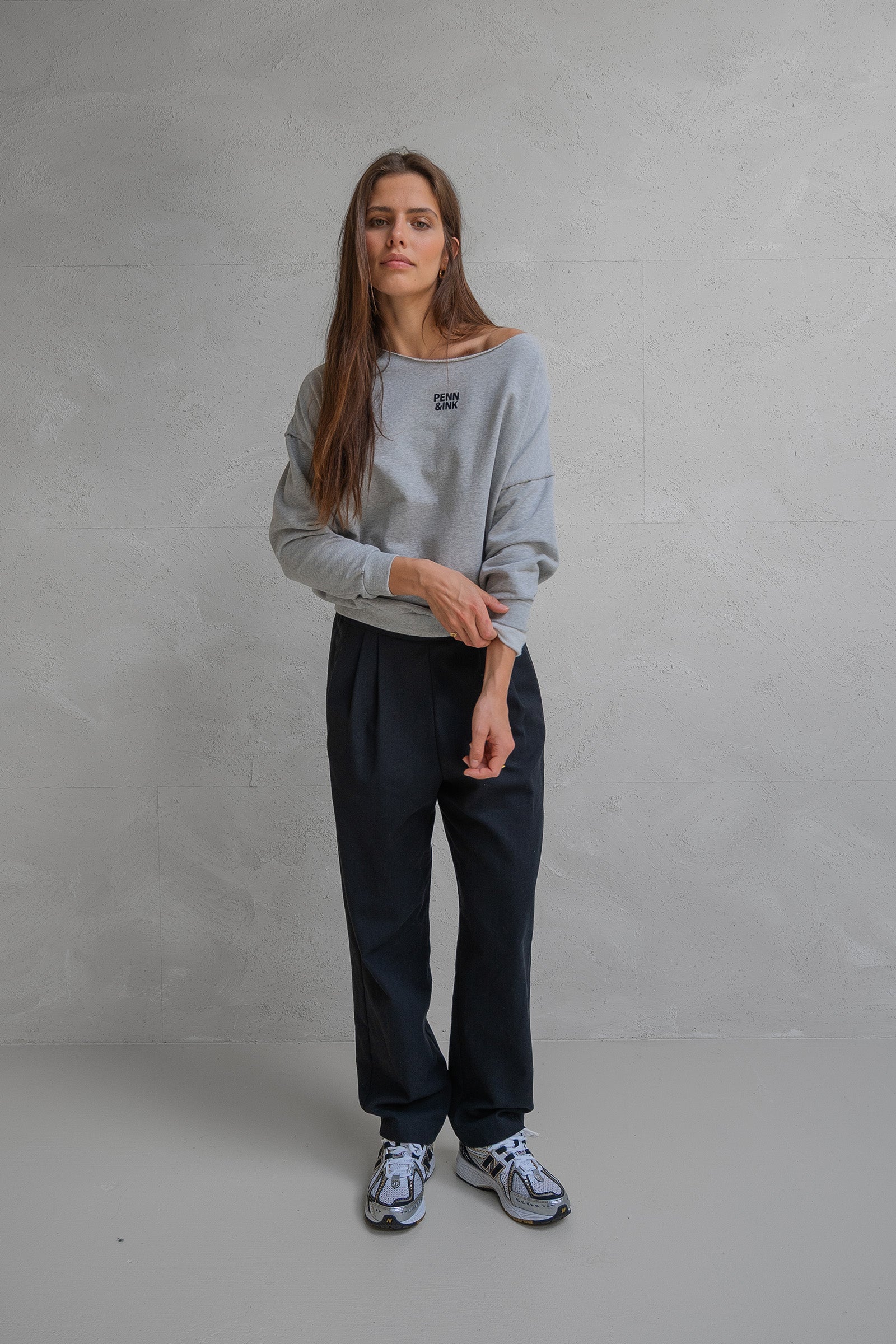 SWEATER PRINT (W25F1703) GREY MELANGE - BLACK