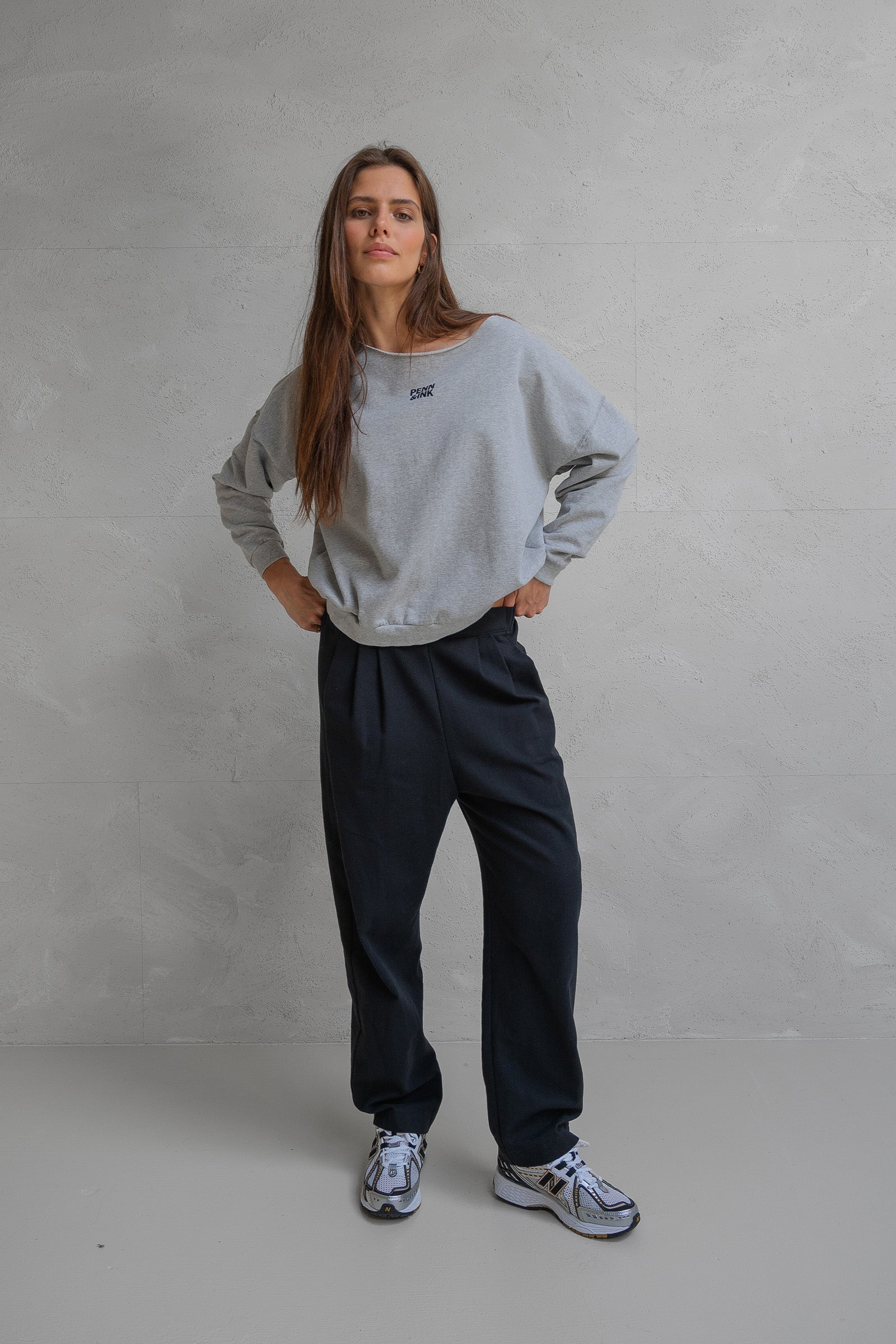 SWEATER PRINT (W25F1703) GREY MELANGE - BLACK