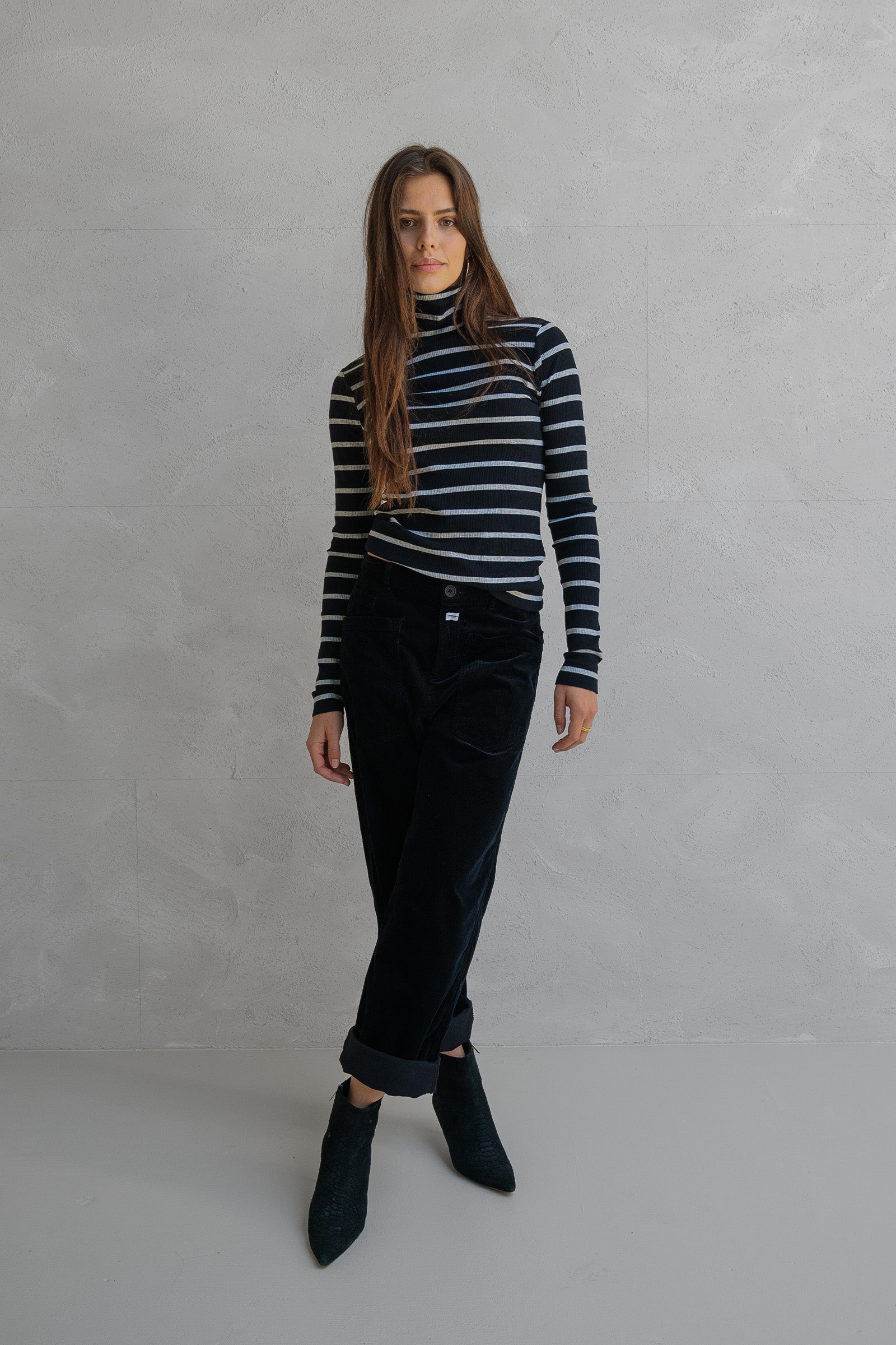 LONGSLEEVE STRIPE MELANGE (W25F1720-STM) BLACK - GREY MELANGE