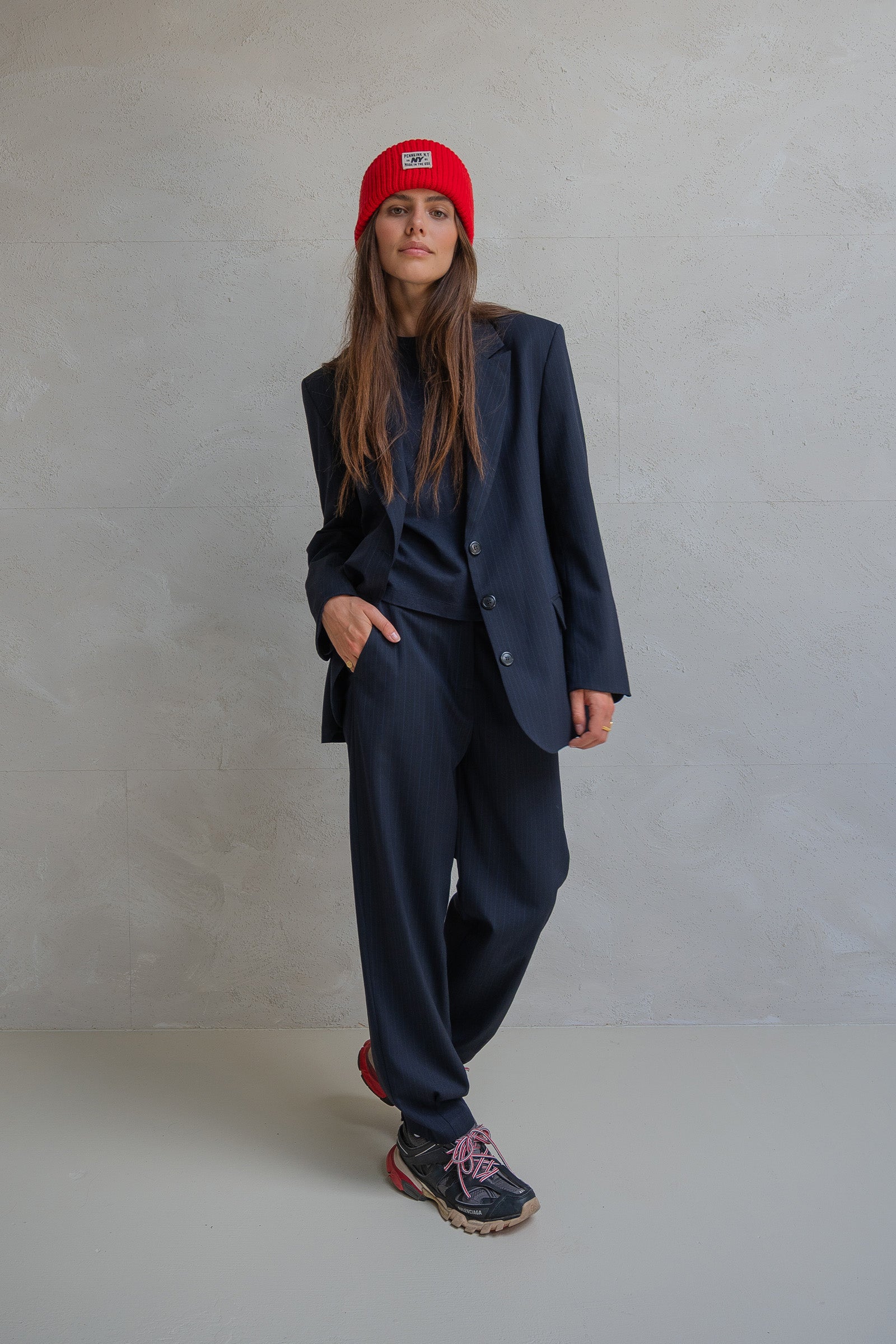 TROUSERS (W25N1631) NAVY STRIPE