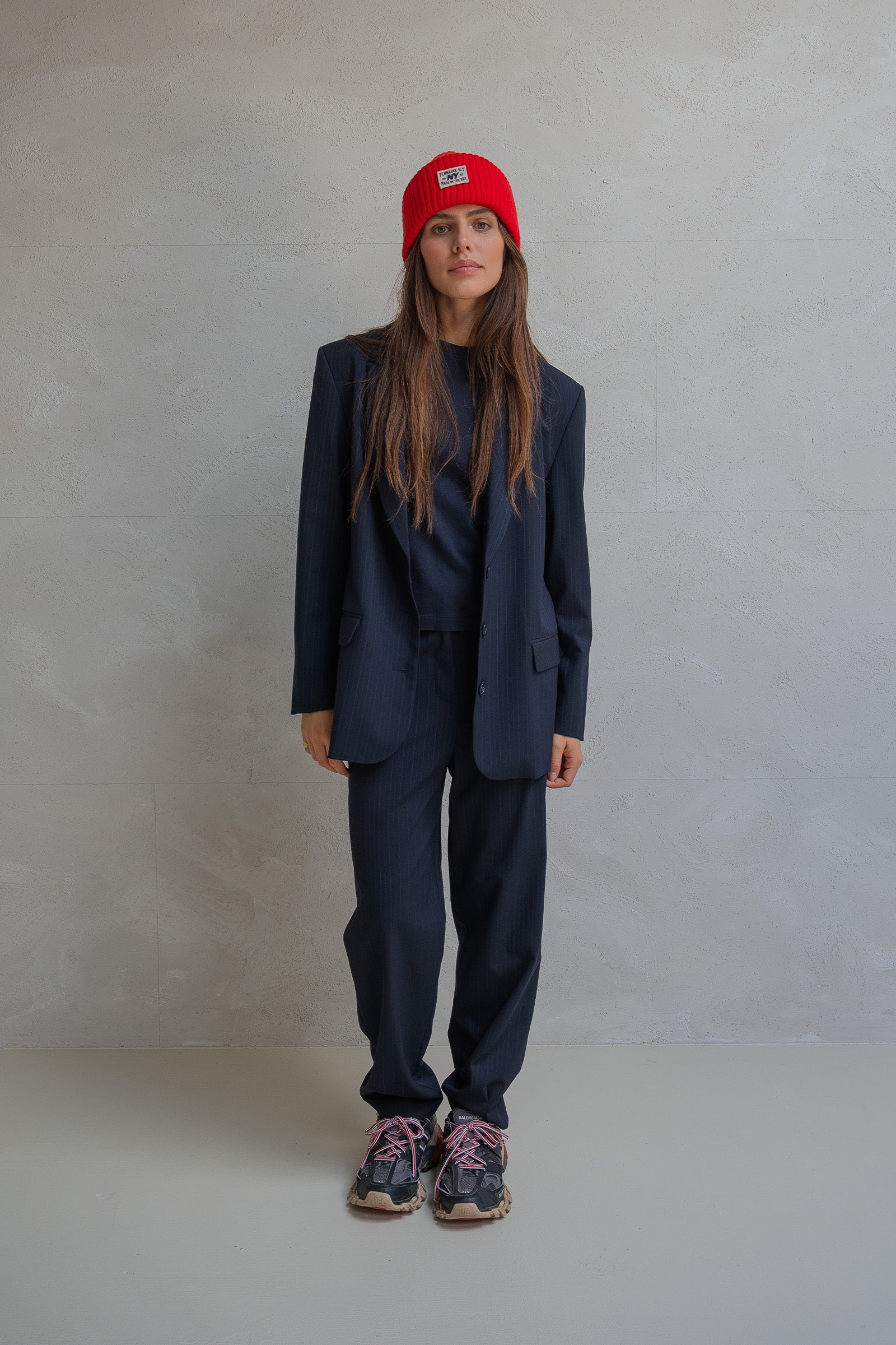 TROUSERS (W25N1631) NAVY STRIPE