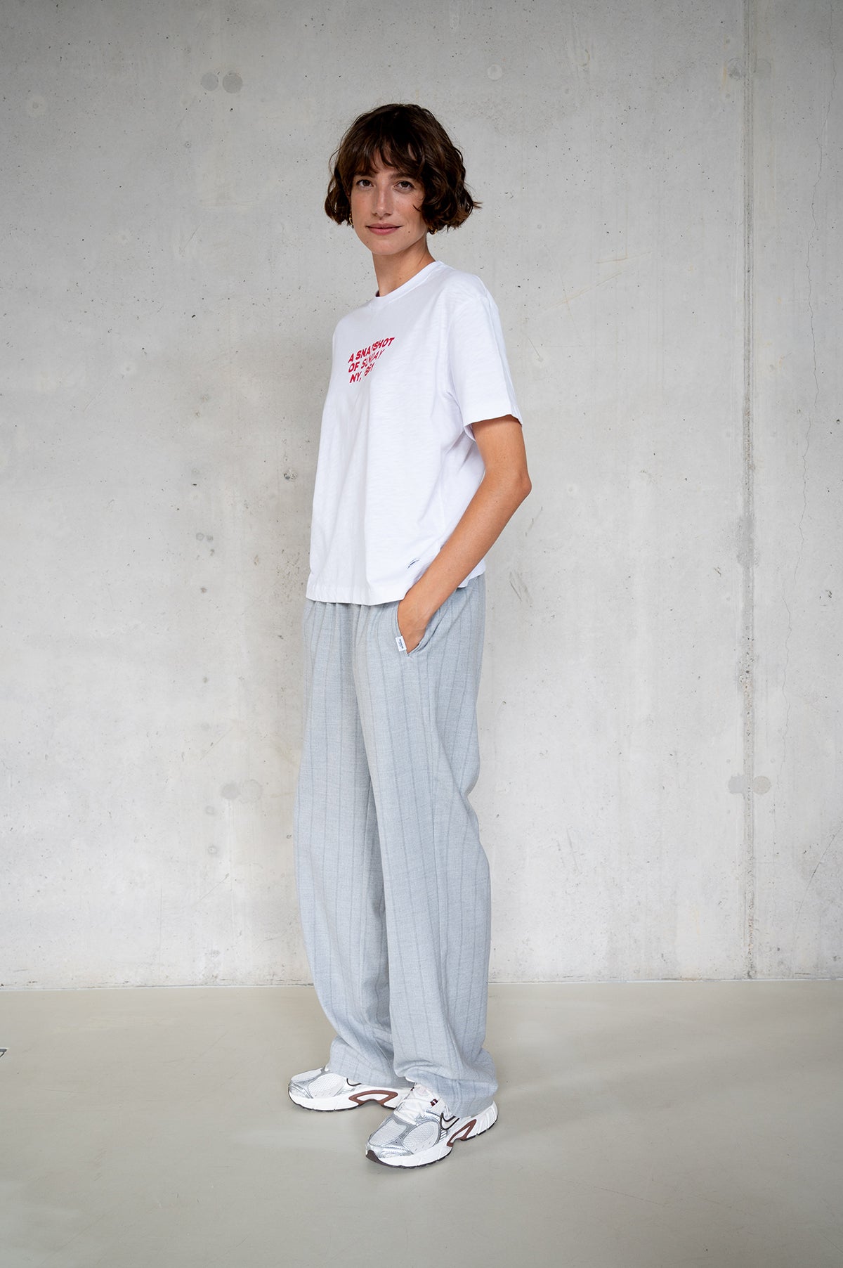 TROUSERS (W25N1671LTD) LIGHT GREY STRIPE