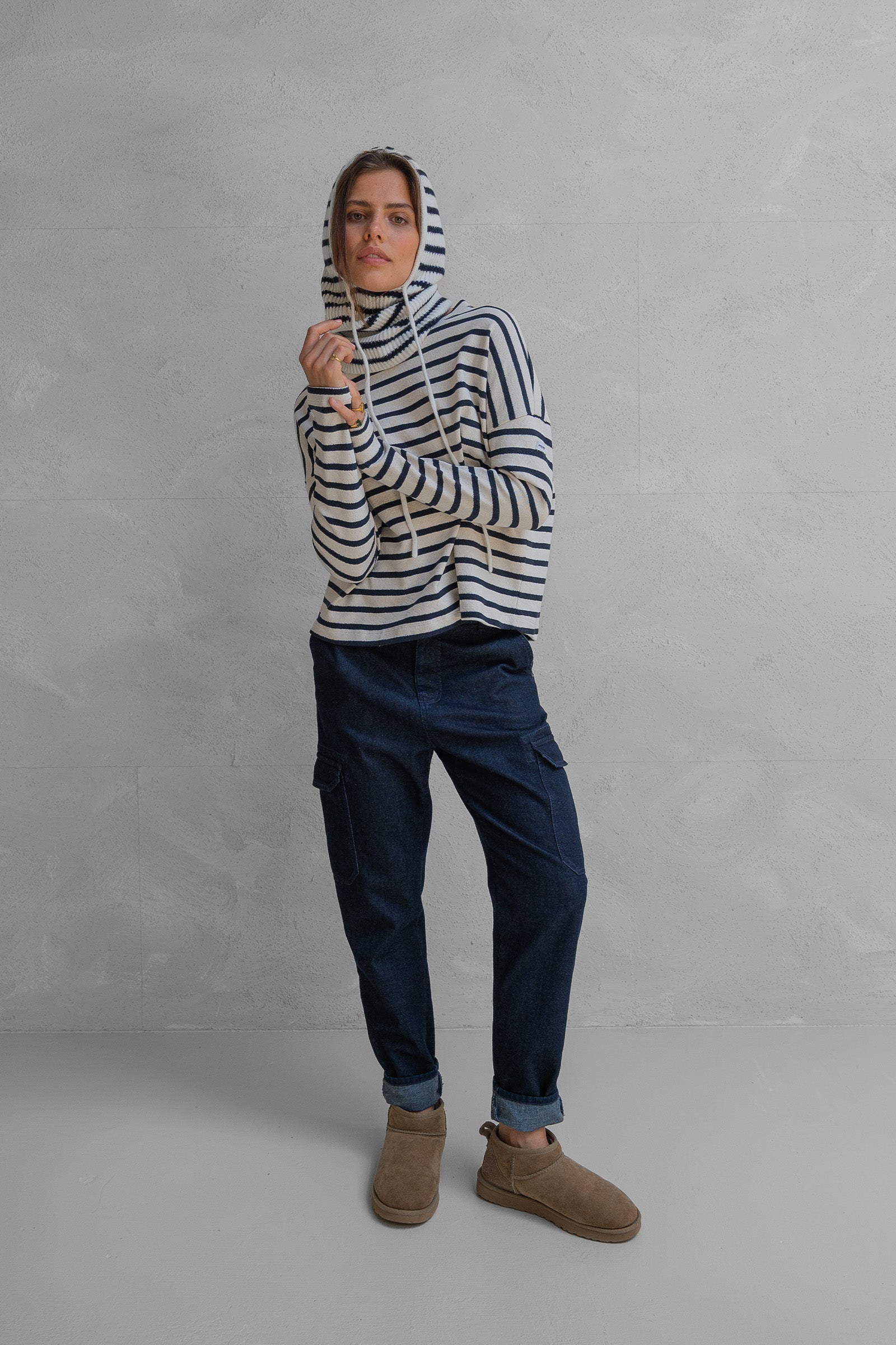 SWEATER STRIPE (W25T1205) NAVY - ECRU