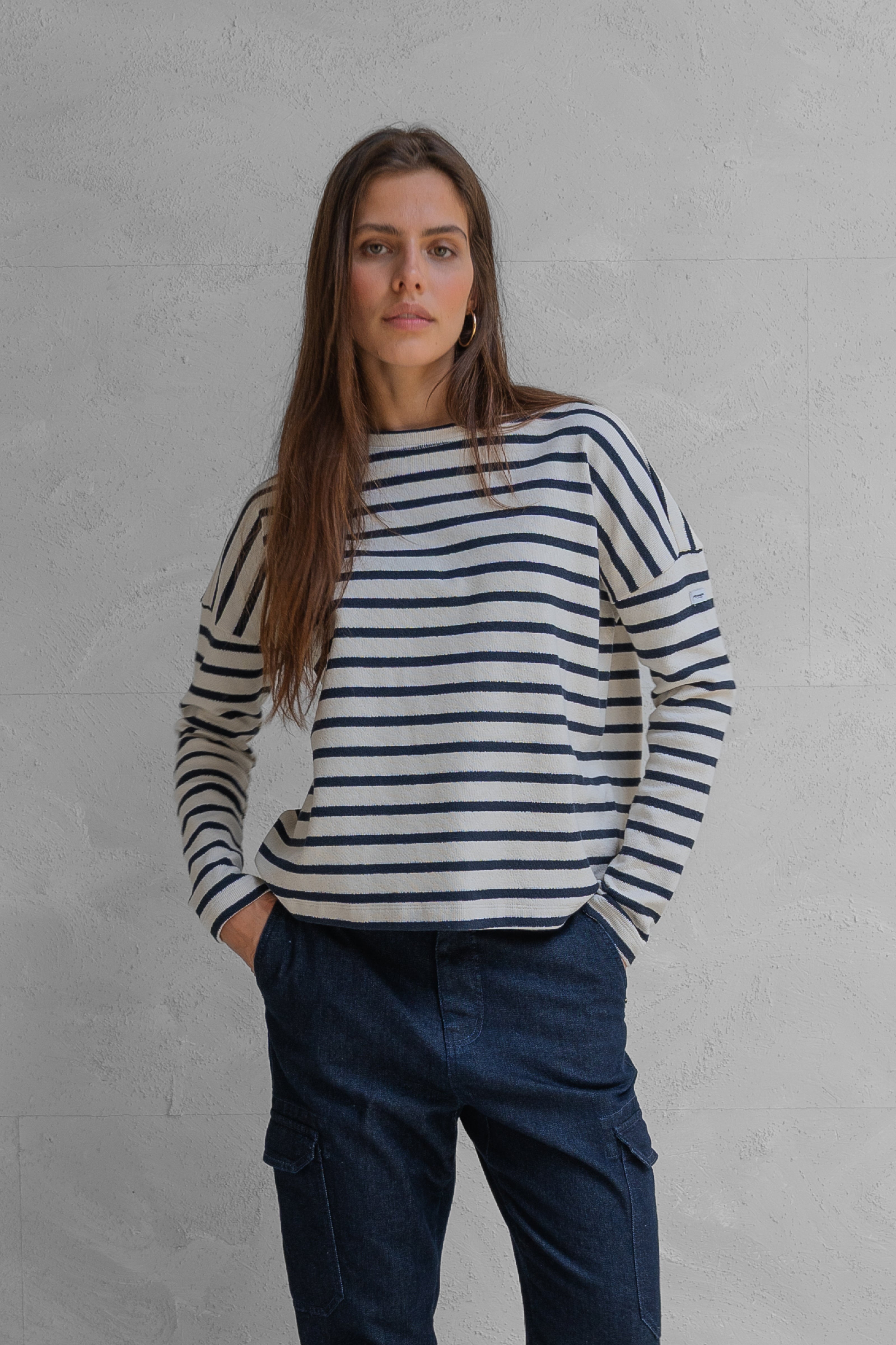 SWEATER STRIPE (W25T1205) NAVY - ECRU