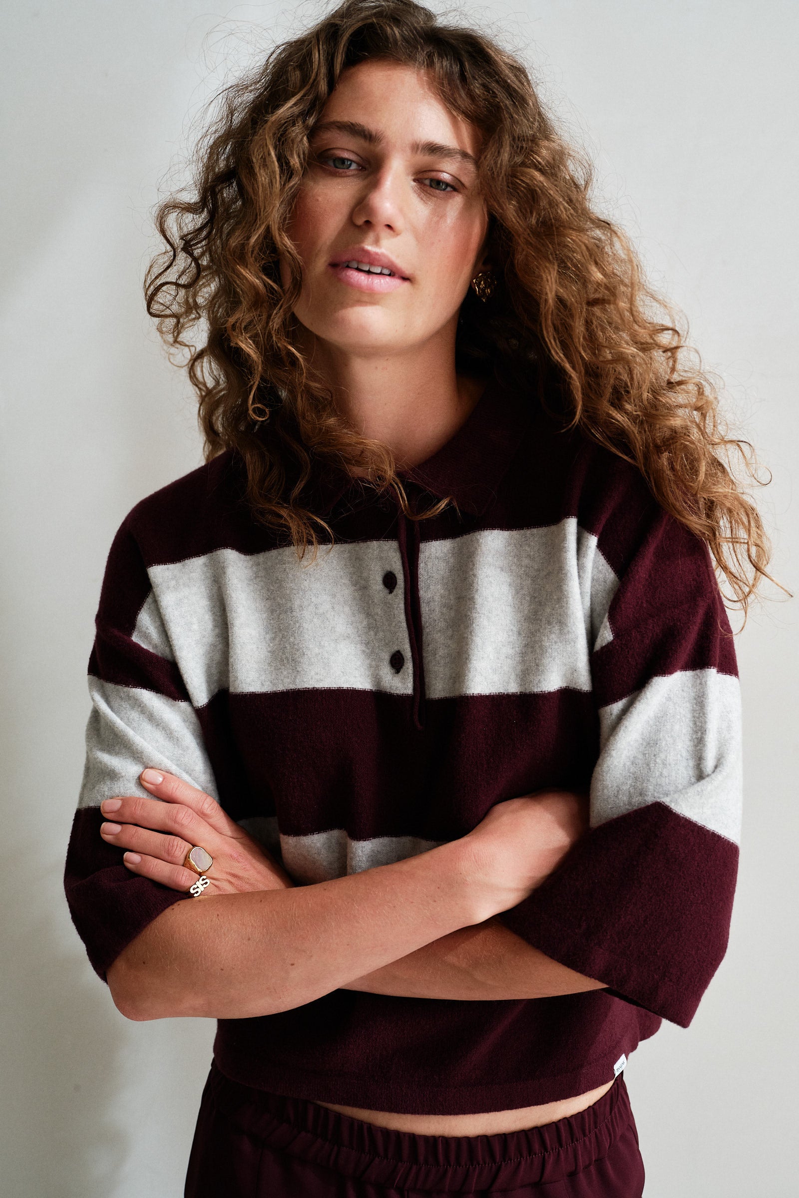 CARDIGAN  (W26B423) AUBERGINE - GREY MELANGE